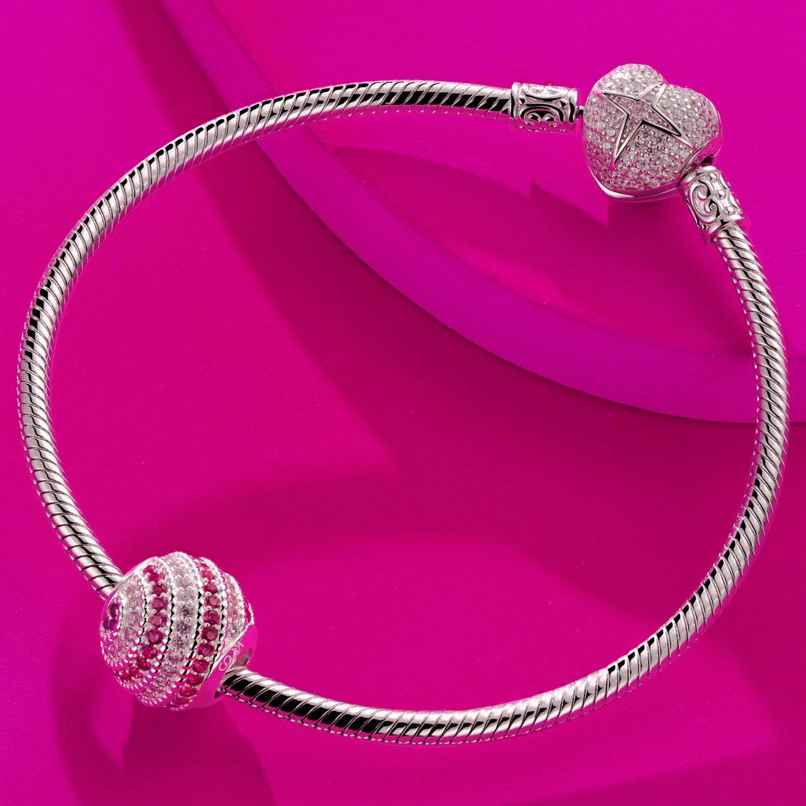 Pink Waves Tarnish-resistant Silver Charms In Silver Plated - Image 2