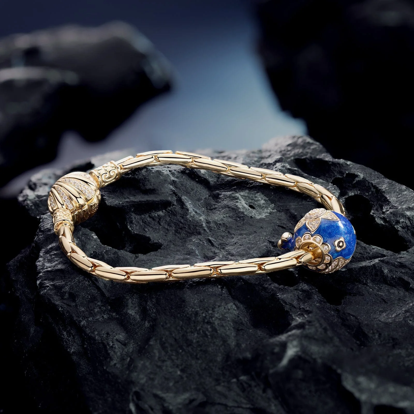 Cute Blue Whale Tarnish-resistant Silver Charms With Enamel In 14K Gold Plated - Image 3
