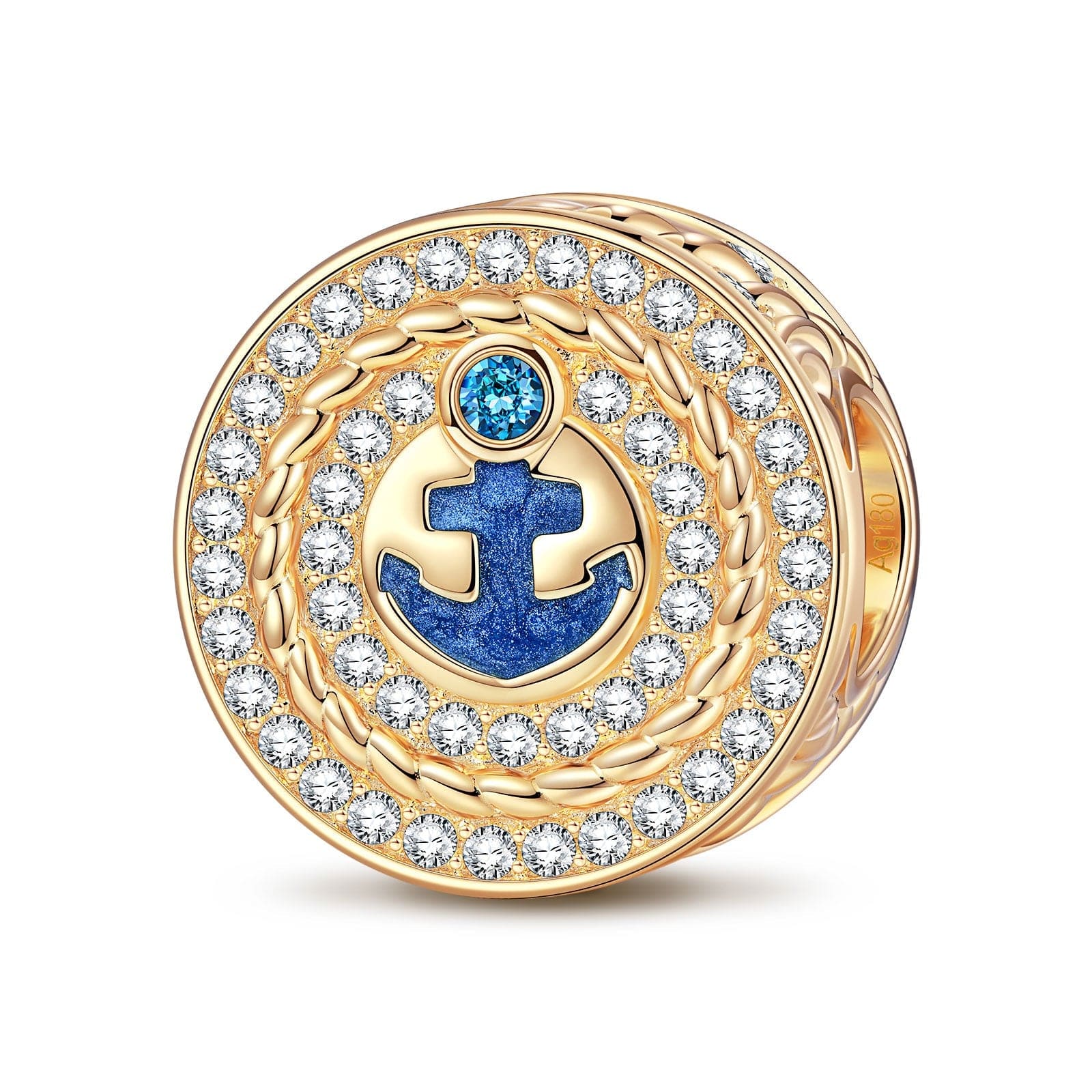 Blue Captain And His Anchor Tarnish-resistant Silver Charms With Enamel In 14K Gold Plated
