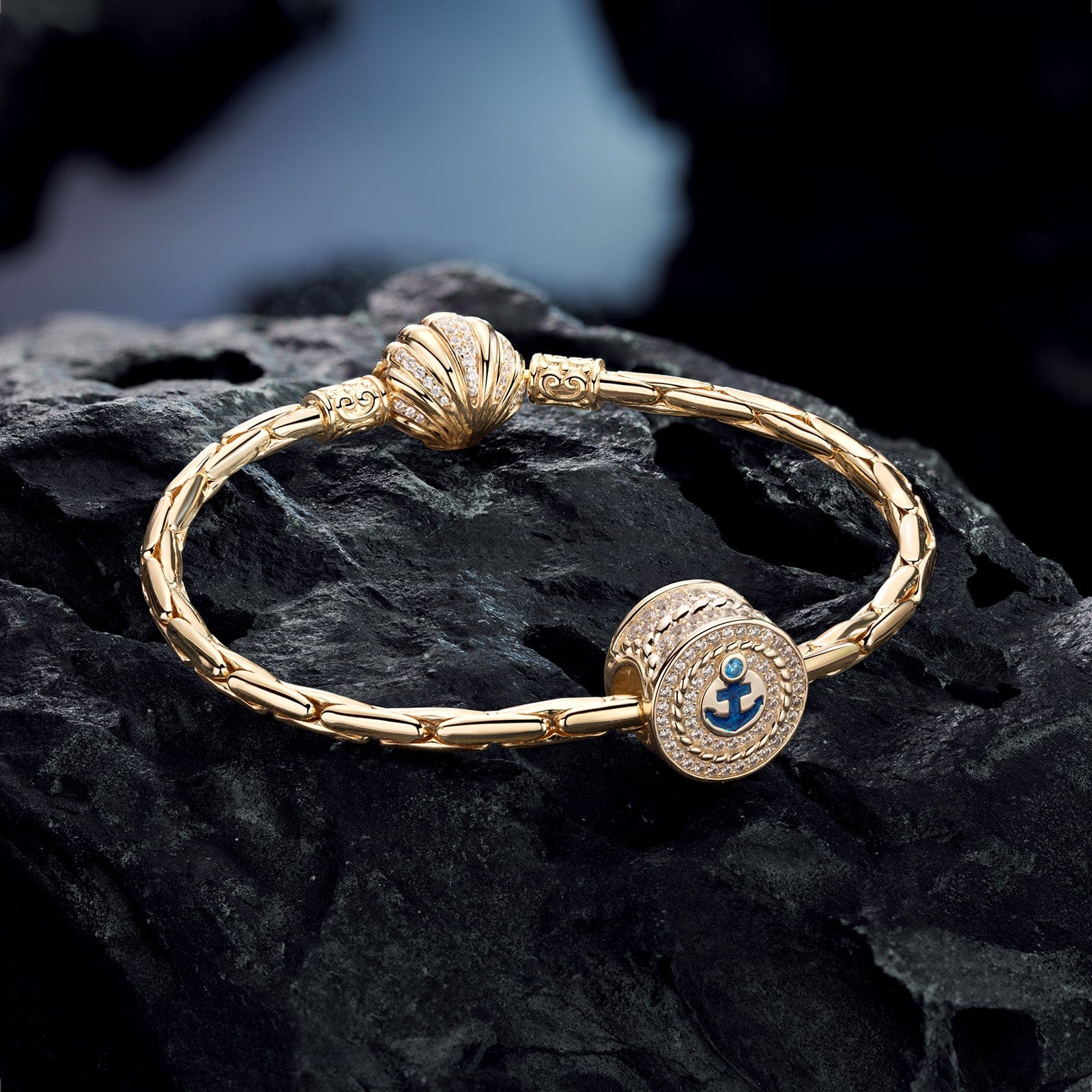 Blue Captain And His Anchor Tarnish-resistant Silver Charms With Enamel In 14K Gold Plated - Image 2