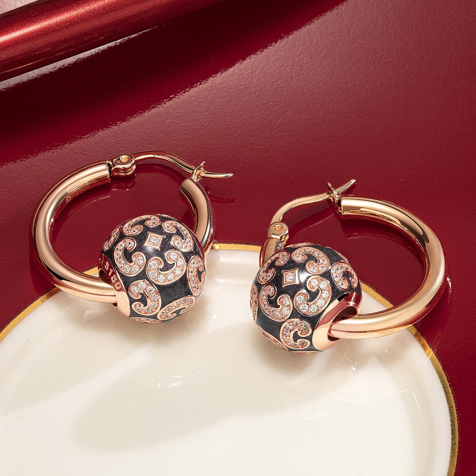 Versailles Ball Tarnish-resistant Silver Charms With Enamel In Rose Gold Plated - Image 3