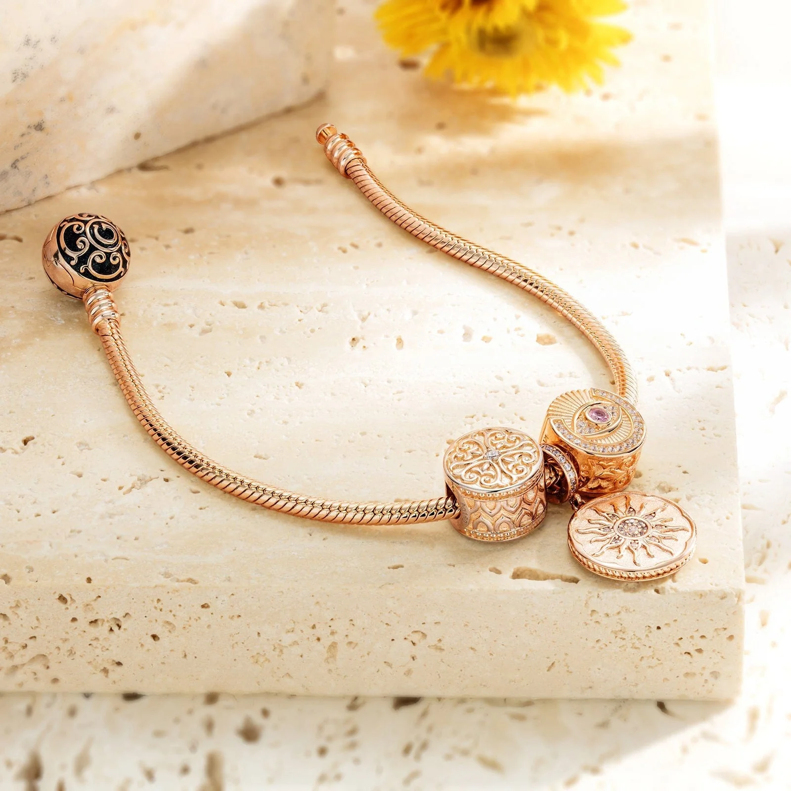Versailles Ball Tarnish-resistant Silver Charms In Rose Gold Plated - Image 2
