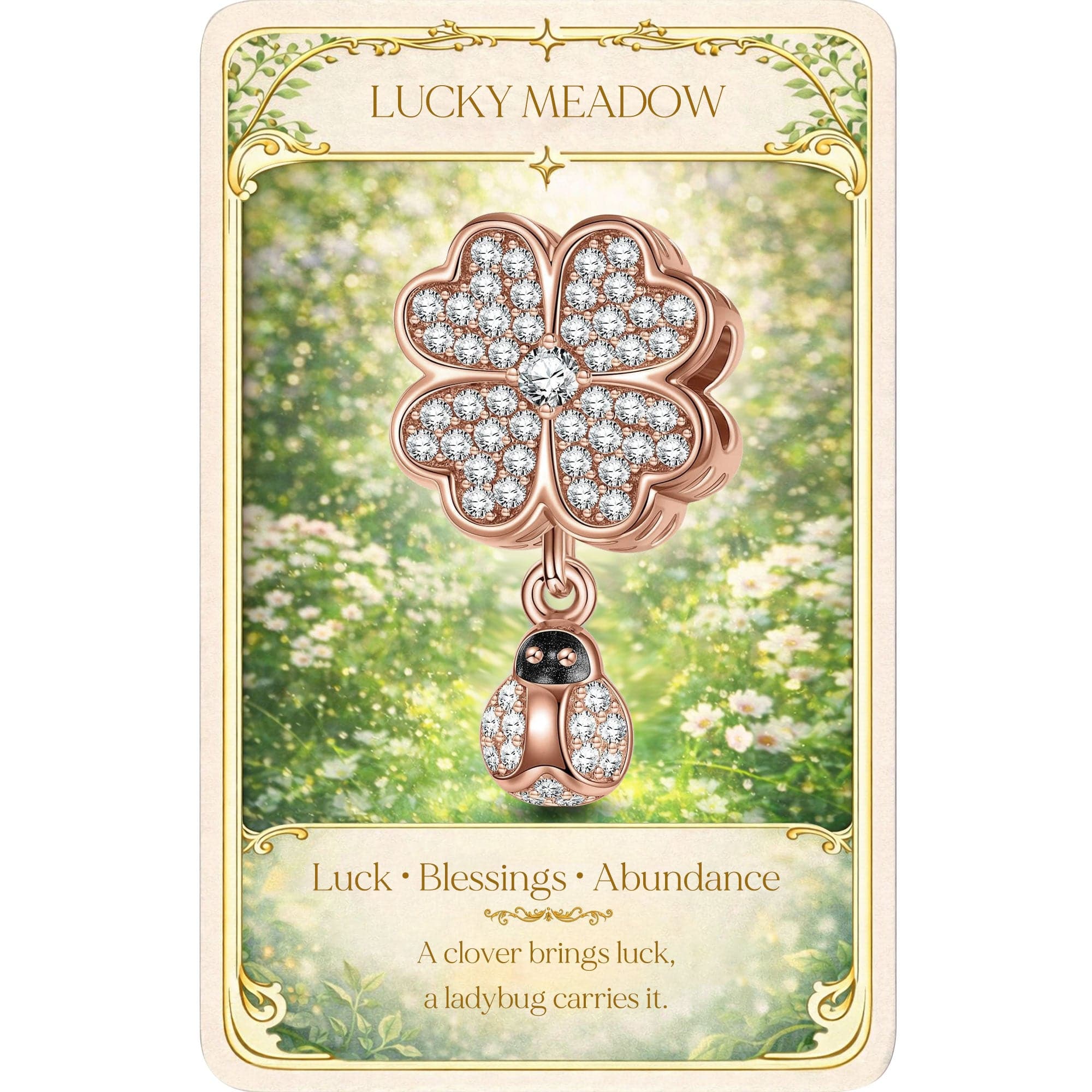 Encounter With Clover Tarnish-resistant Silver Dangle Charms In Rose Gold Plated - Image 2