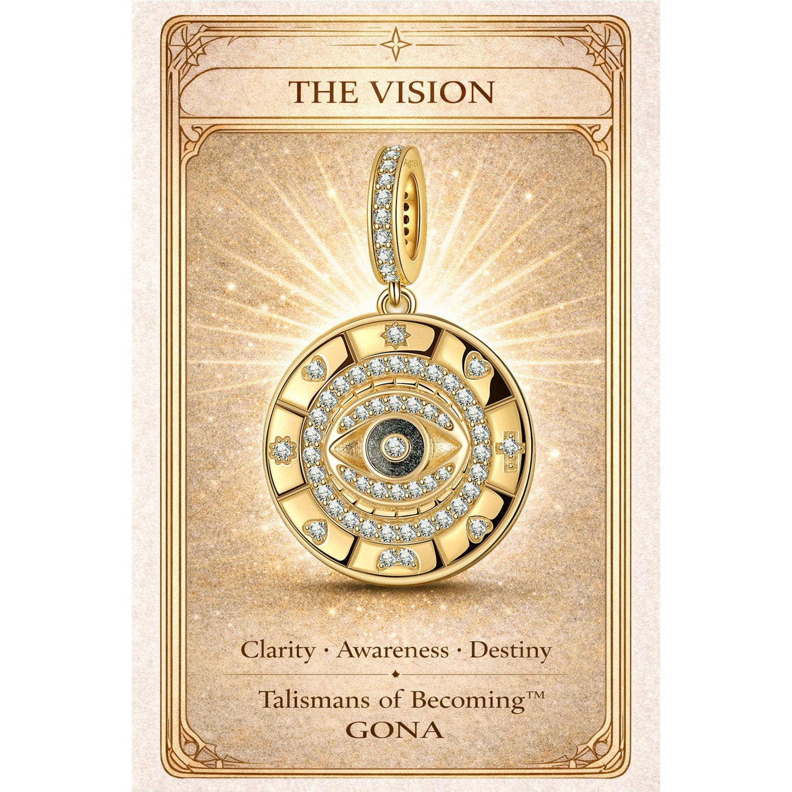 Eye Of Providence Tarnish-resistant Silver Dangle Charms With Enamel In 14K Gold Plated - Image 2
