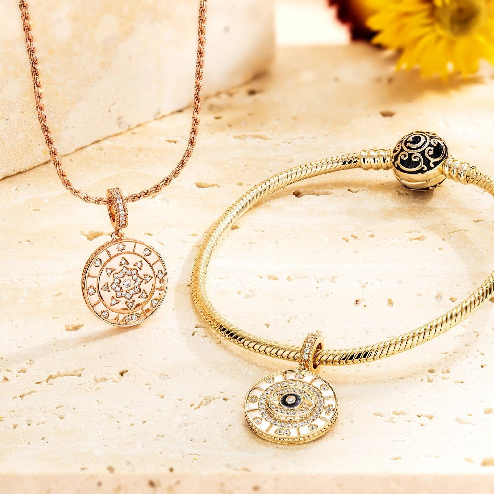 Eye Of Providence Tarnish-resistant Silver Dangle Charms With Enamel In 14K Gold Plated - Image 4