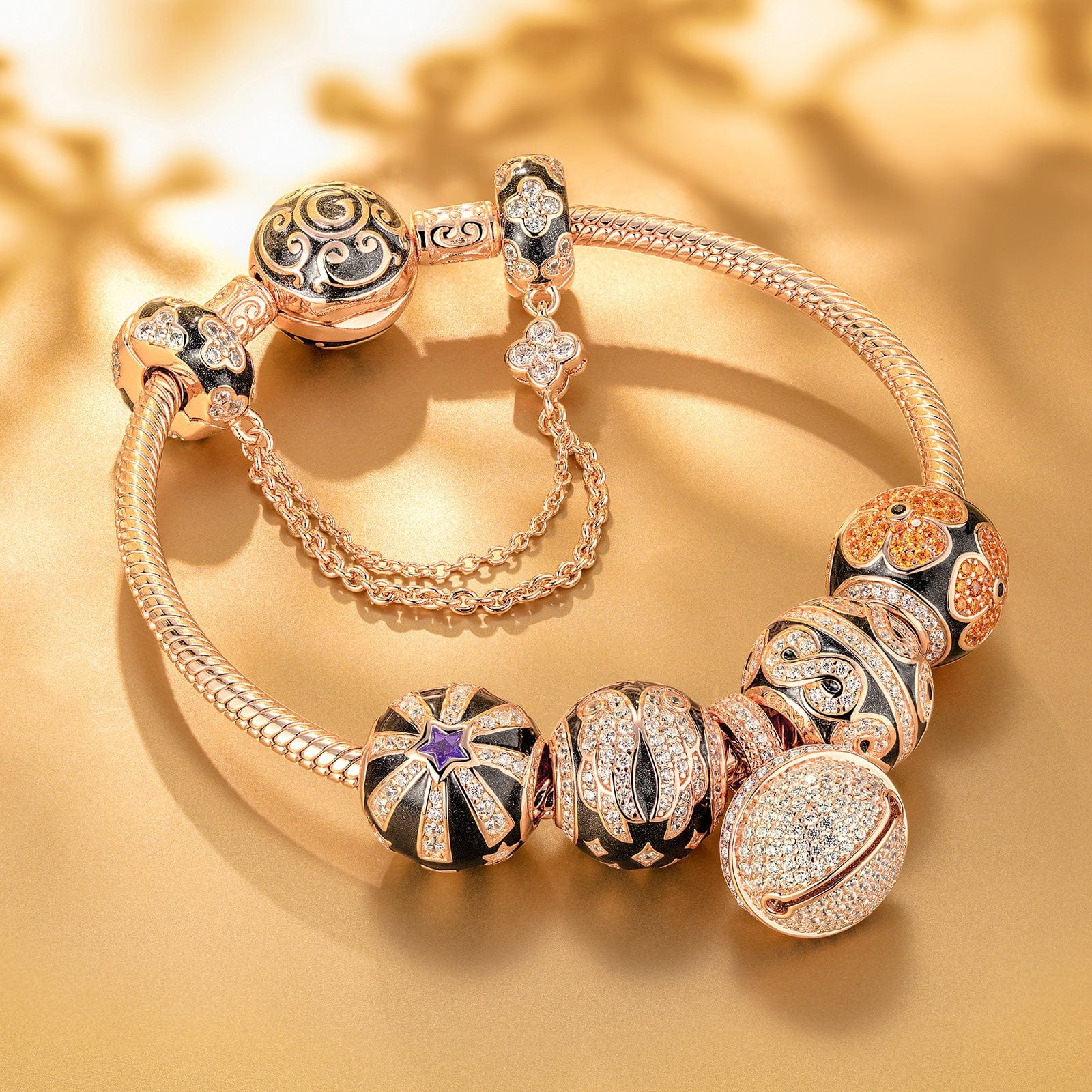 Eternity Tarnish-resistant Silver Charms With Enamel In Rose Gold Plated - Image 2