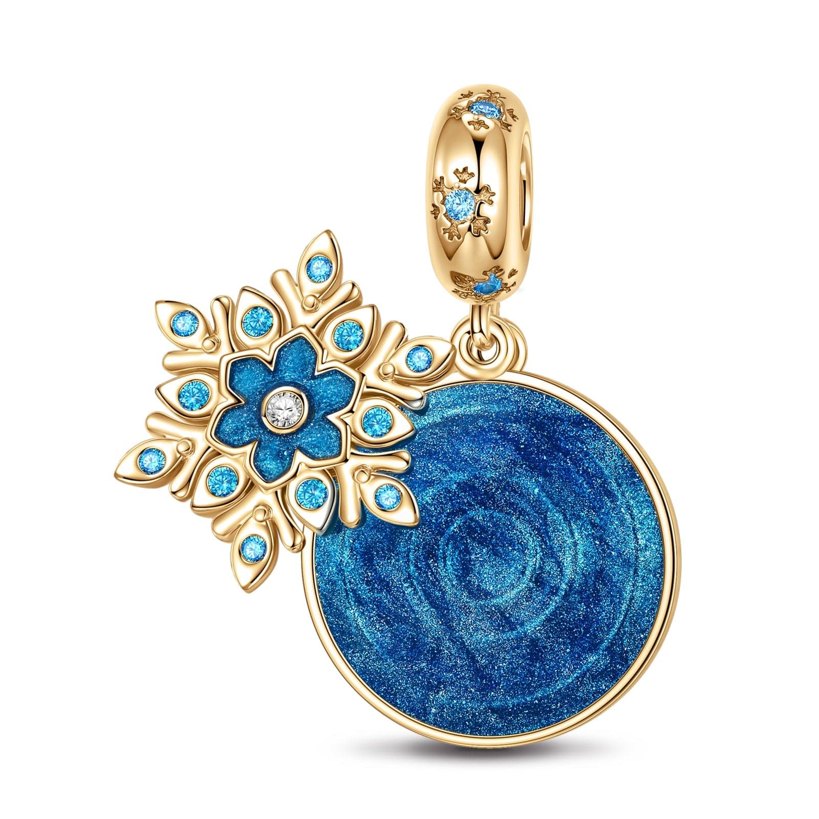 Blue Ice And Snow Magic Tarnish-resistant Silver Dangle Charms With Enamel In 14K Gold Plated - Image 2