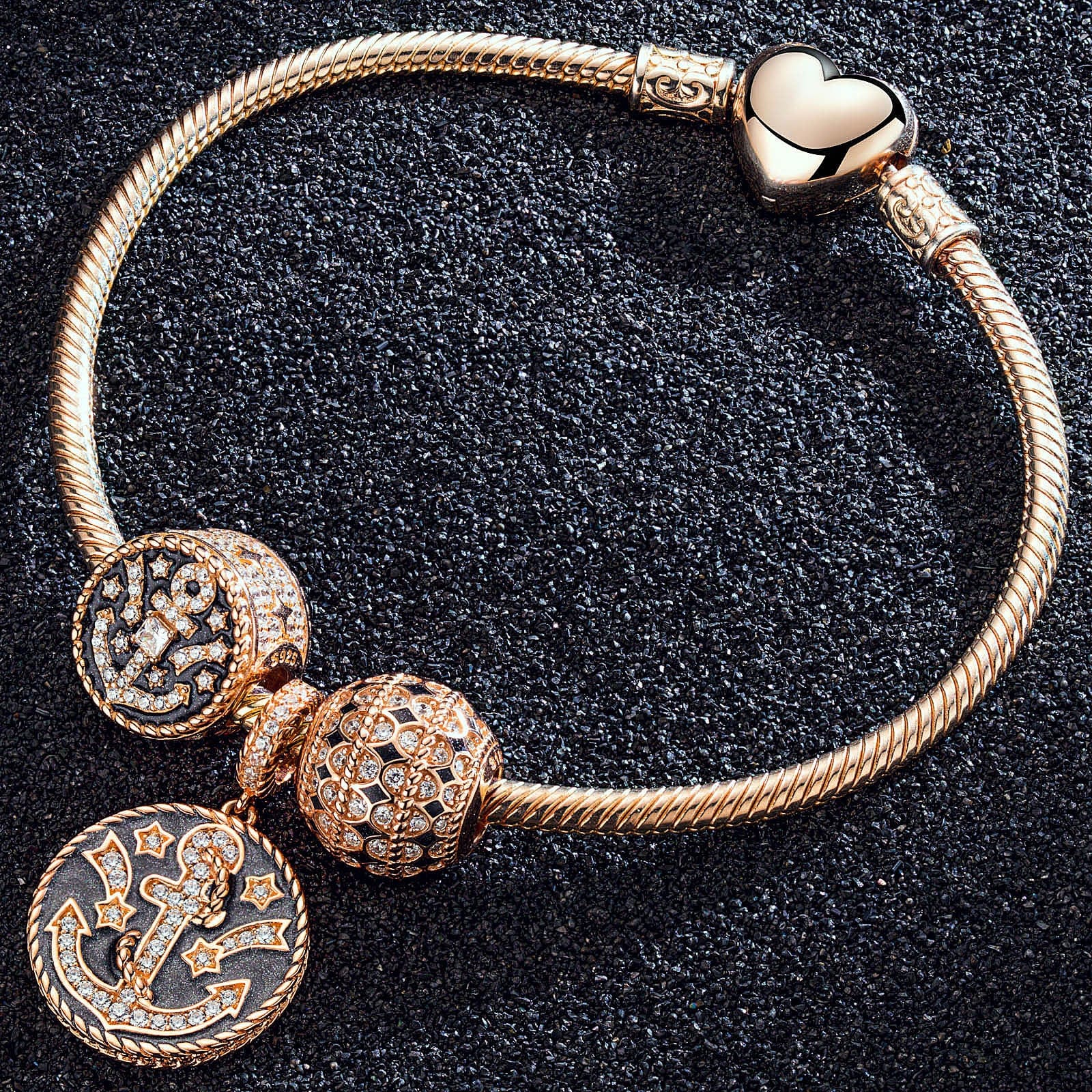 Journey To The Stars Tarnish-resistant Silver Dangle Charms With Enamel In Rose Gold Plated - Image 3