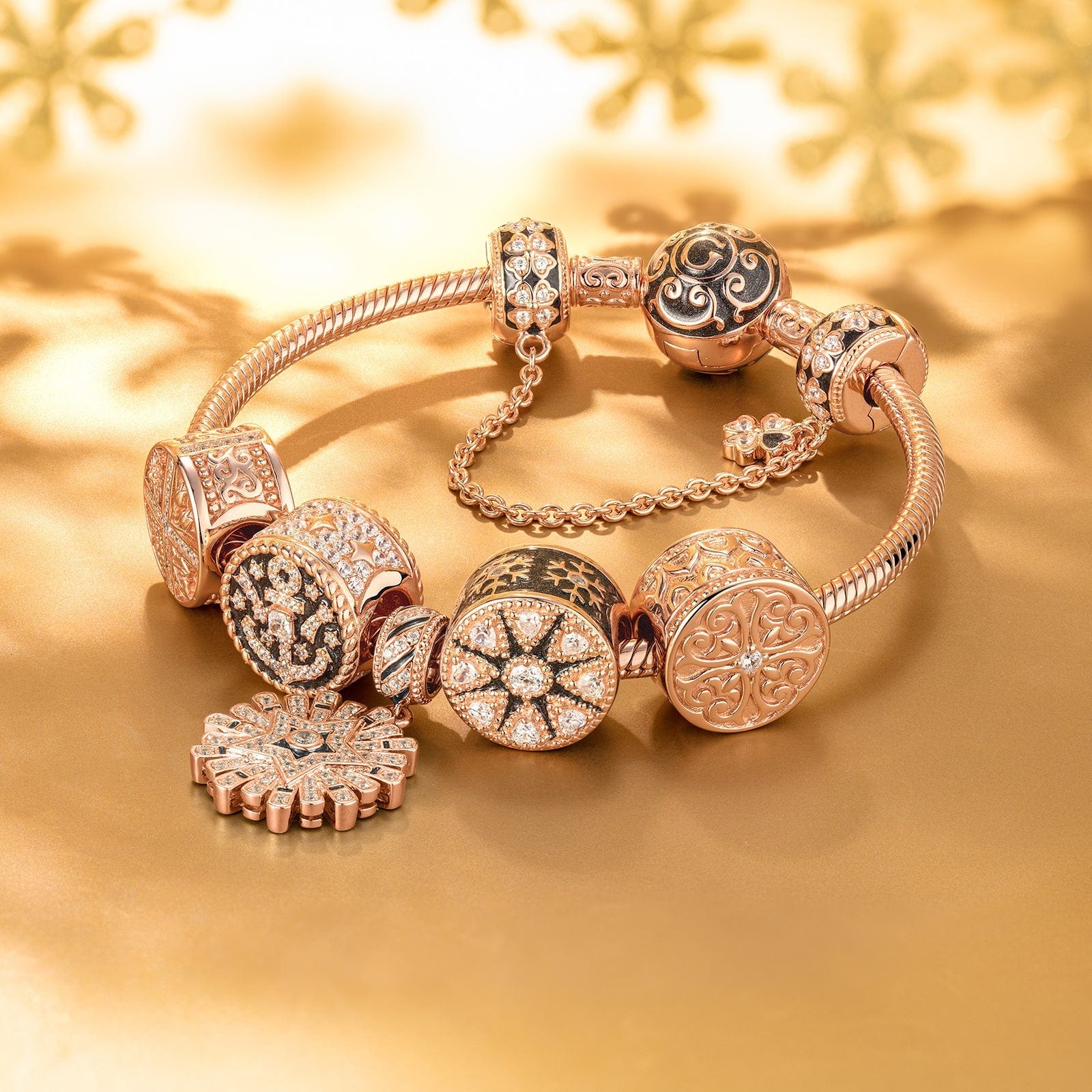 Ice And Snow Magic Tarnish-resistant Silver Charms With Enamel In Rose Gold Plated - Image 2