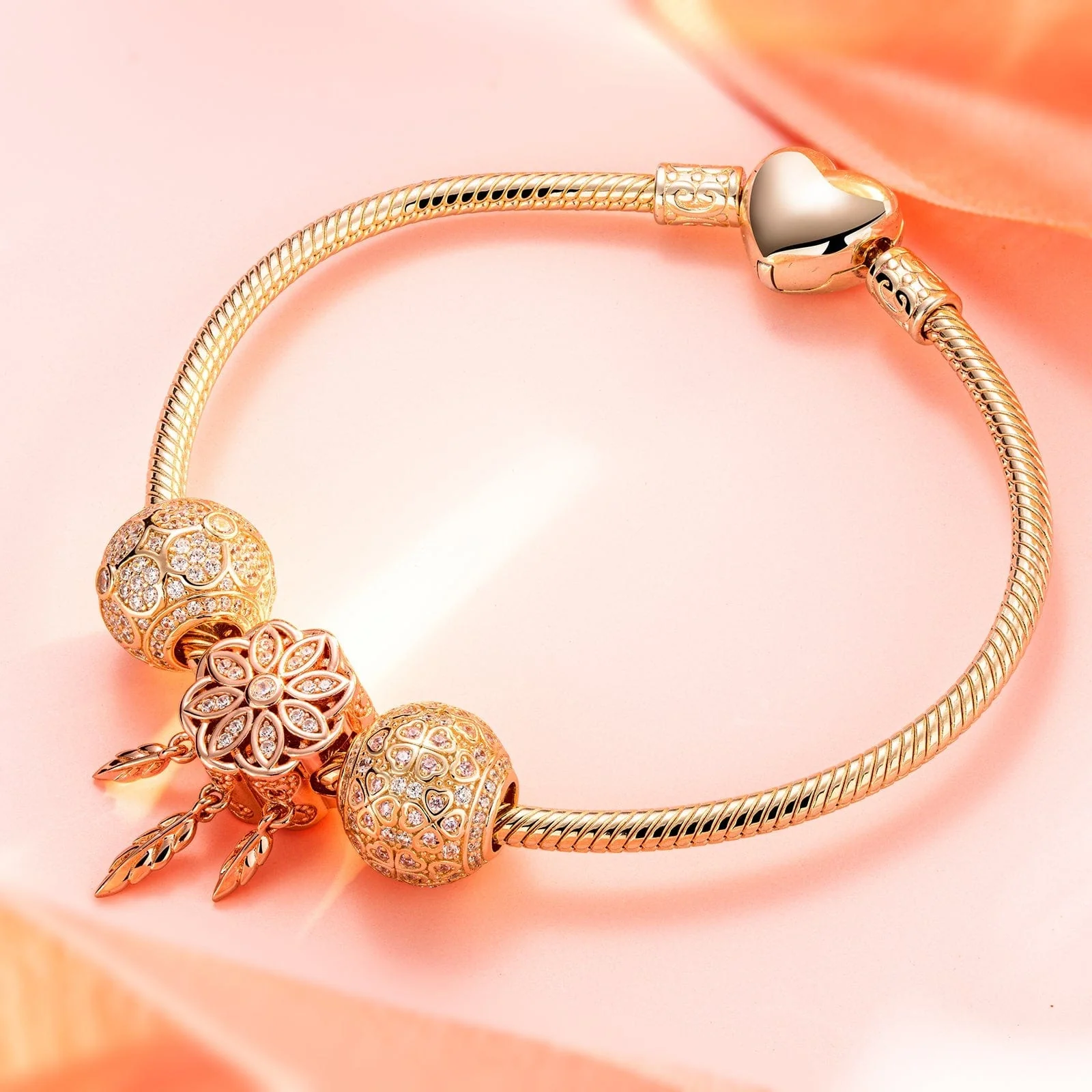 Dreamcatcher Tarnish-resistant Silver Dangle Charms In Rose Gold Plated - Image 2