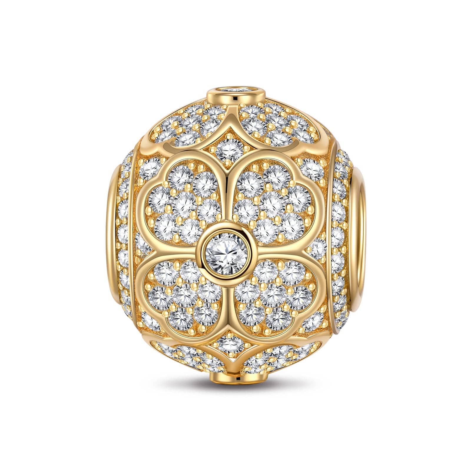 Four-Leaf Clover Tarnish-resistant Silver Charms In 14K Gold Plated