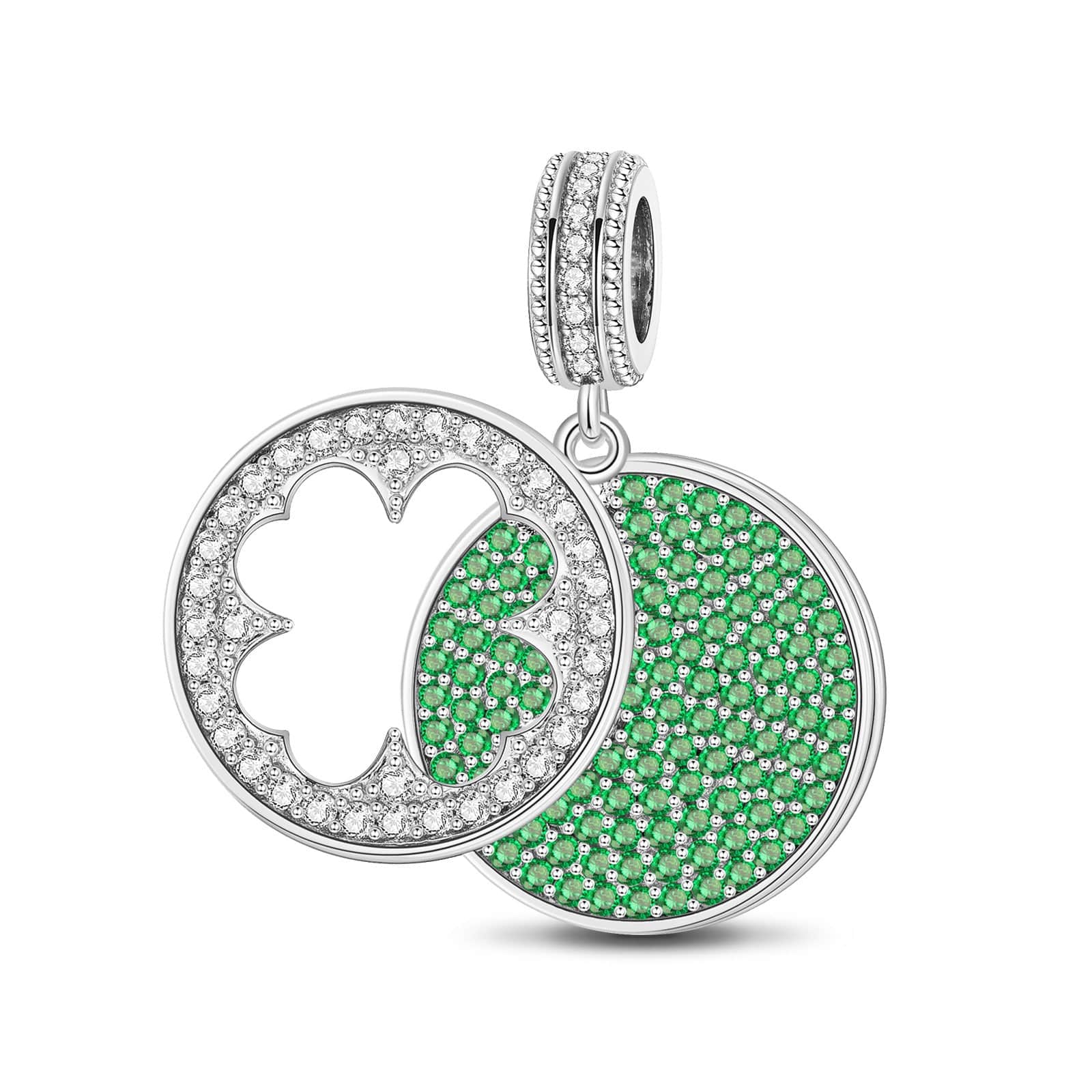 Green Form And Shadow Tarnish-resistant Silver Dangle Charms In White Gold Plated - Image 2