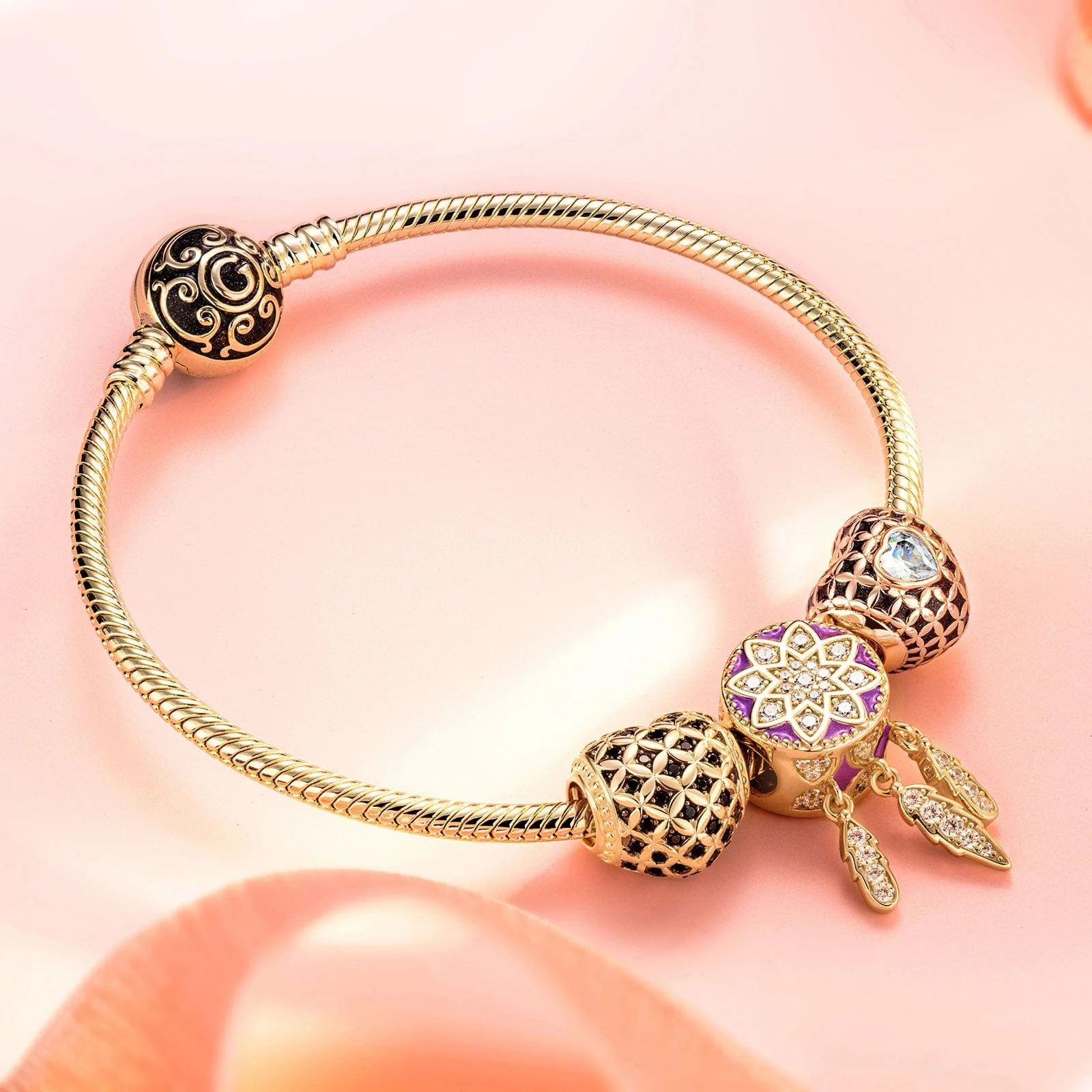 The Only Love Tarnish-resistant Silver Charms With Enamel In Rose Gold Plated - Image 2