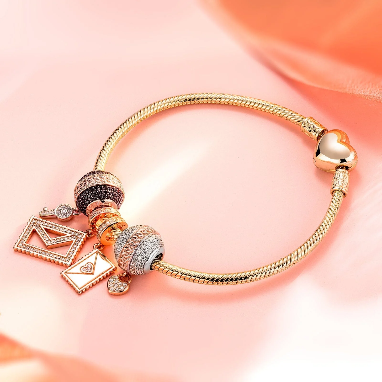The Only Love Tarnish-resistant Silver Dangle Charms In Rose Gold Plated - Image 3