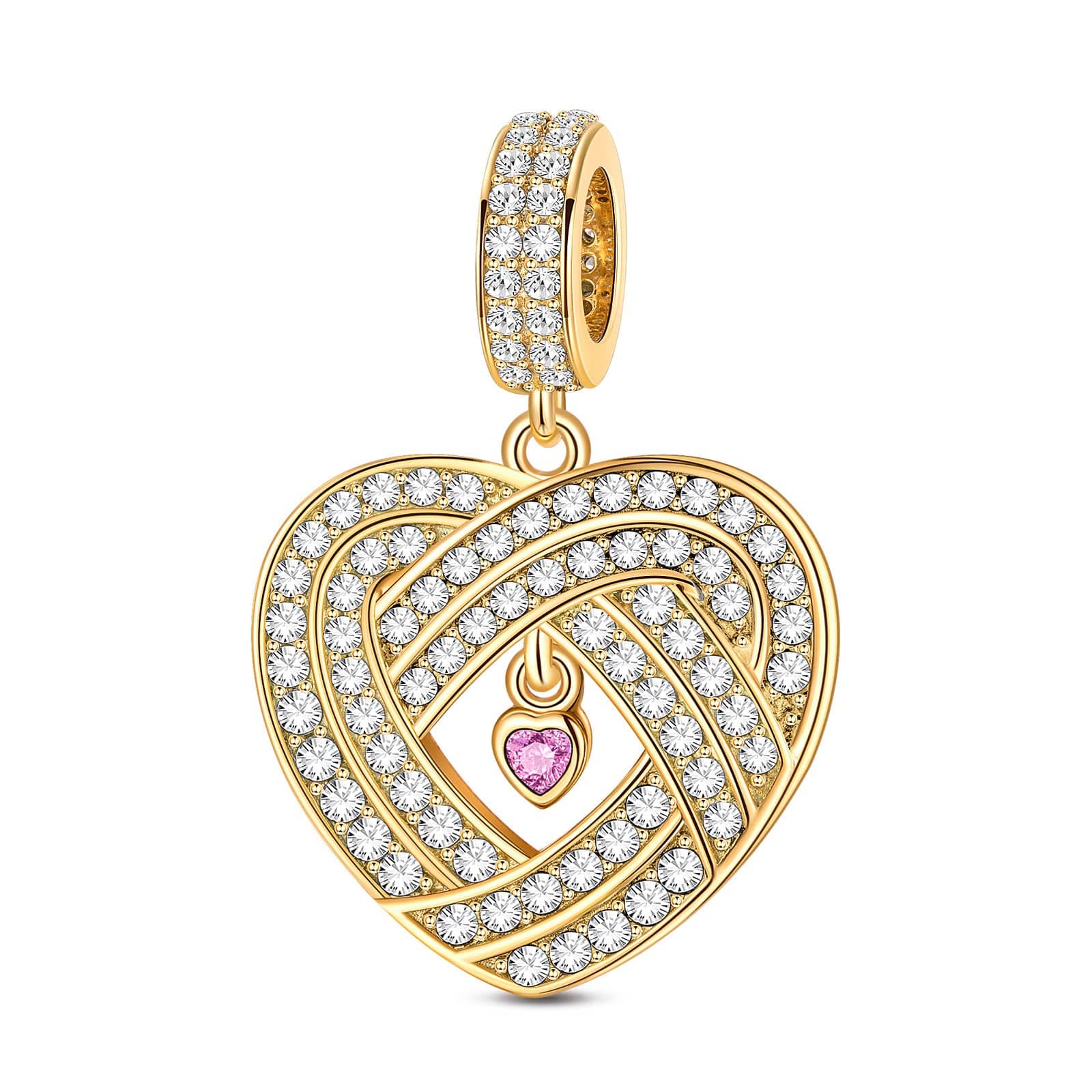 Embracing Love Tarnish-resistant Silver Dangle Charms In 14K Gold Plated