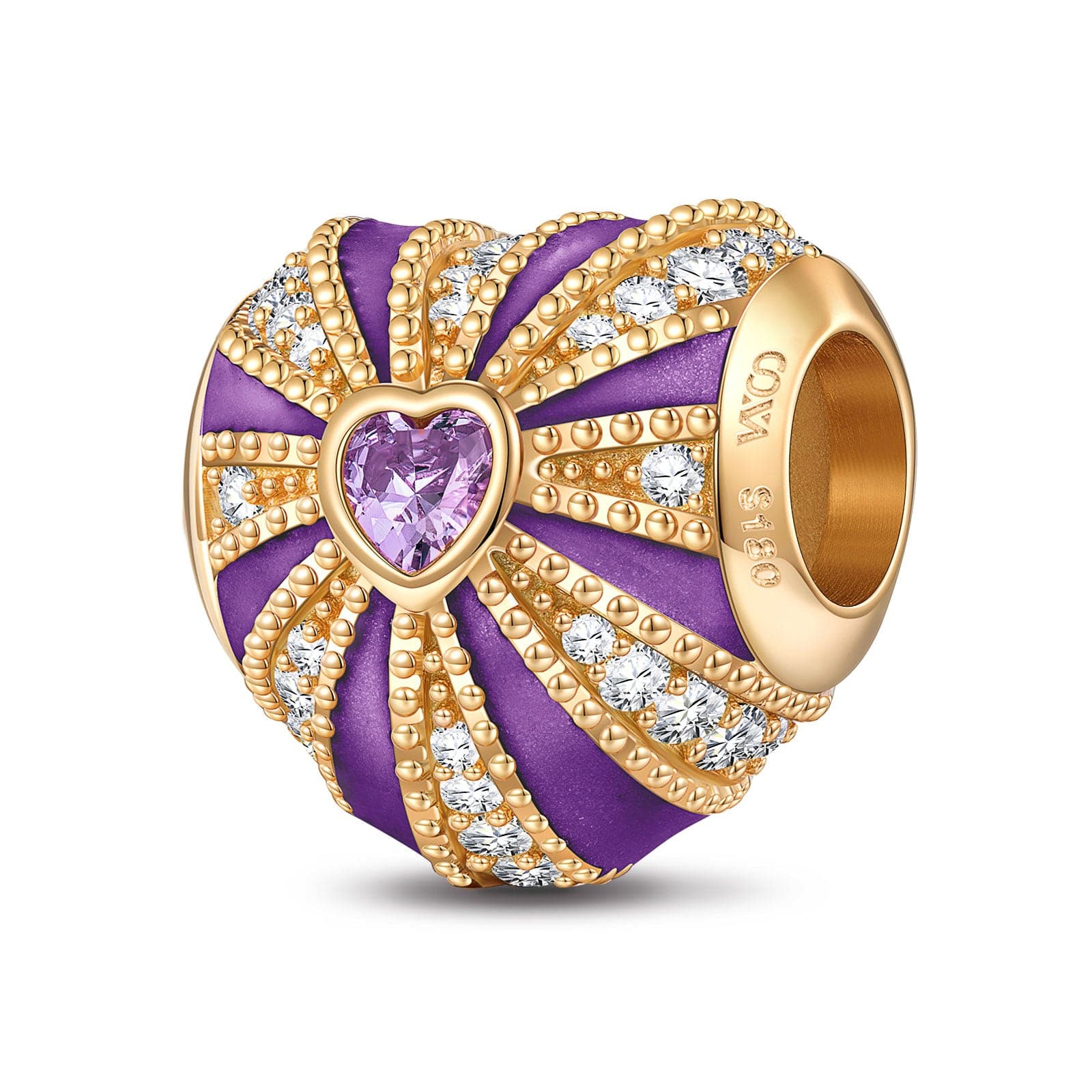 Purple Glow of Love Tarnish-resistant Silver Charms With Enamel In 14K Gold Plated