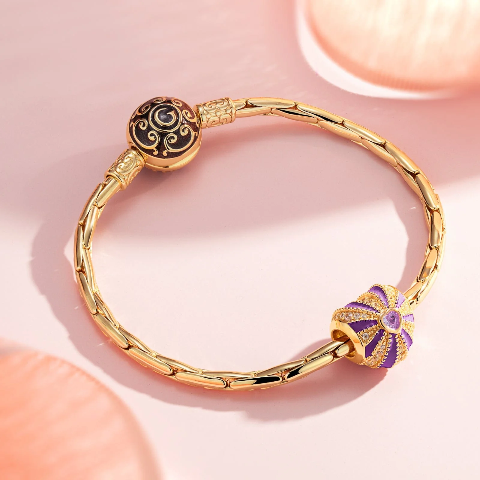 Purple Glow of Love Tarnish-resistant Silver Charms With Enamel In 14K Gold Plated - Image 3