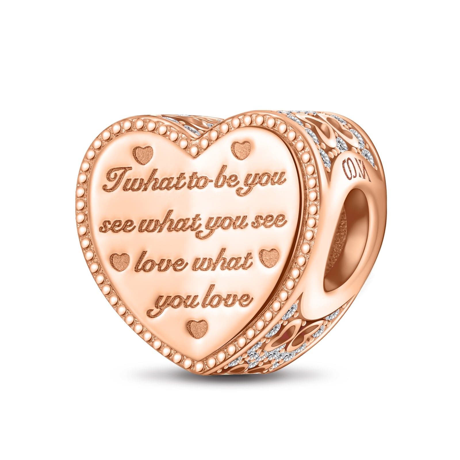 I Love You Tarnish-resistant Silver Charms In Rose Gold Plated - Image 2