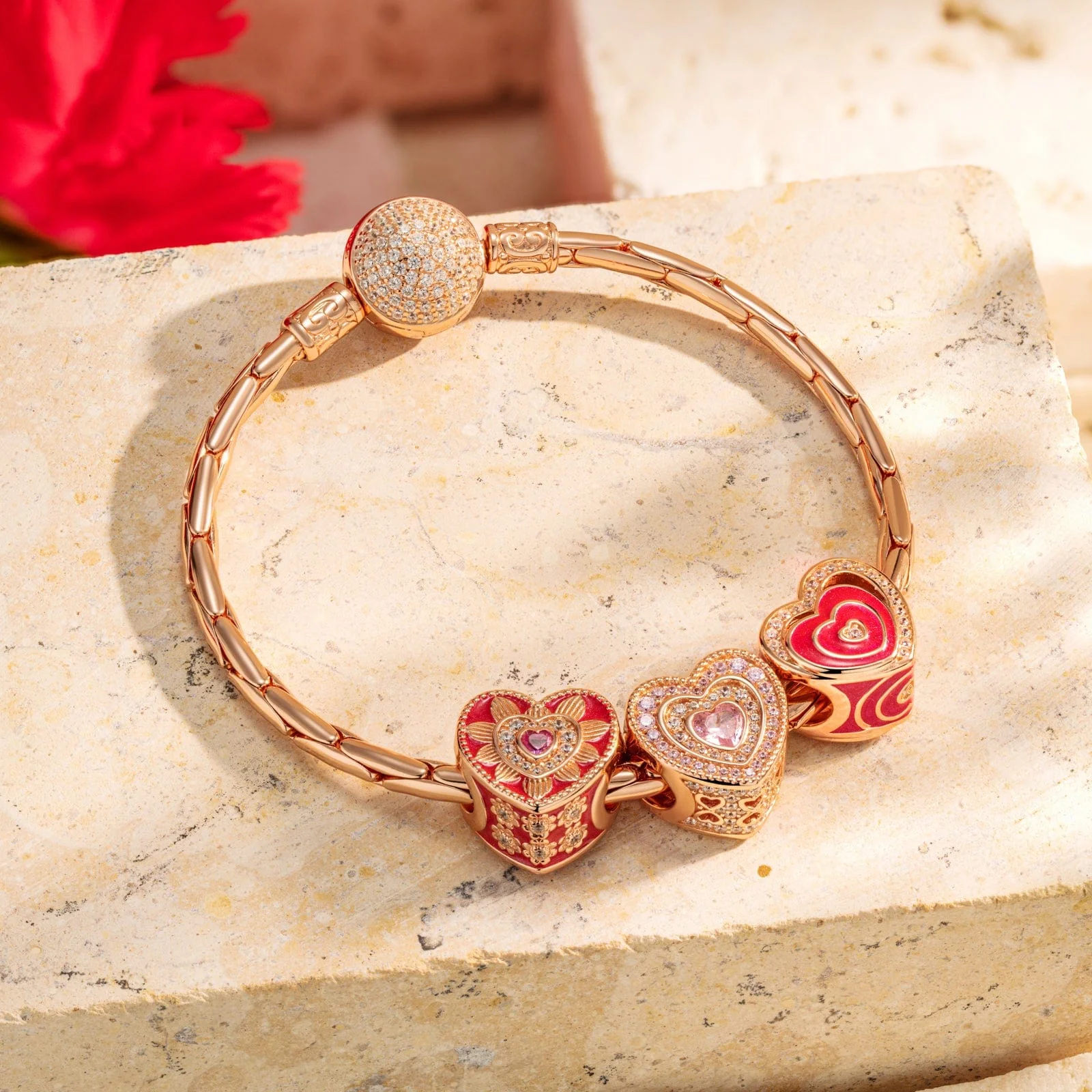 I Love You Tarnish-resistant Silver Charms In Rose Gold Plated - Image 3
