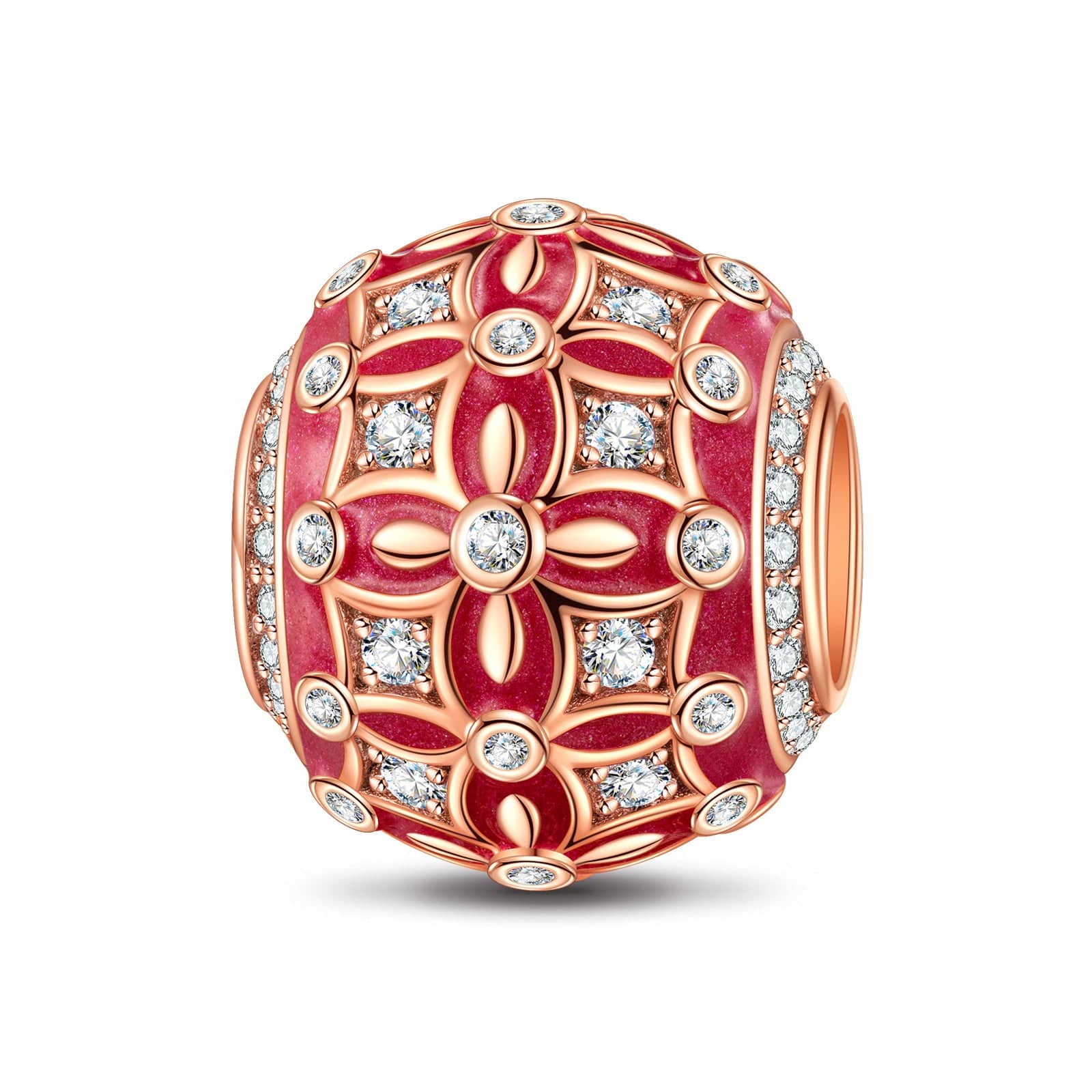 Love Connection Tarnish-resistant Silver Charms With Enamel In Rose Gold Plated