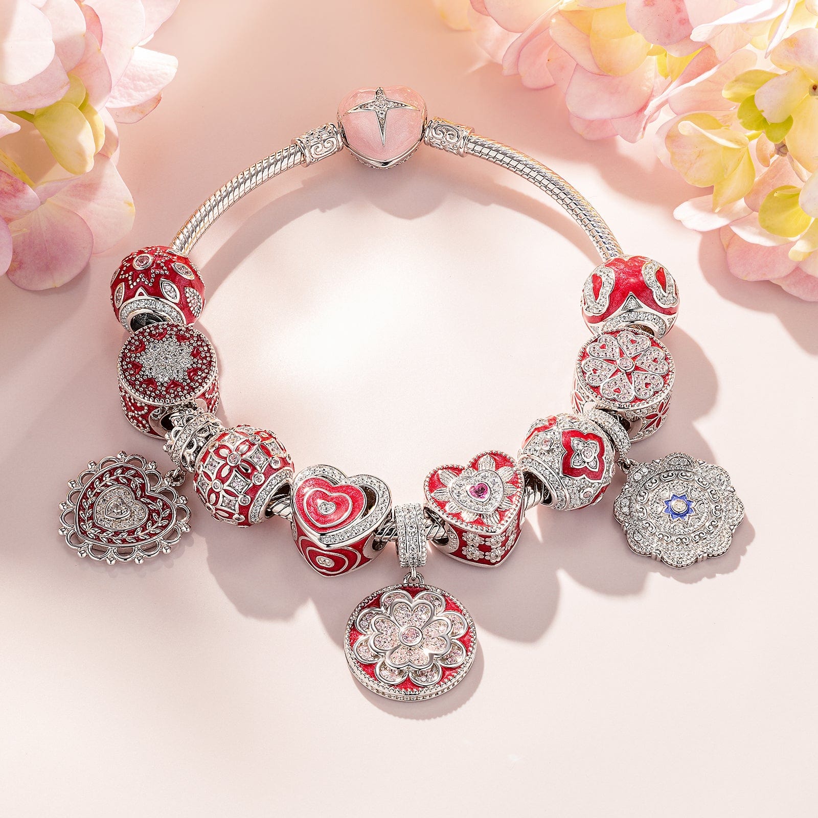 Scarlet Orange Light Tarnish-resistant Silver Dangle Charms With Enamel In White Gold Plated - Image 2