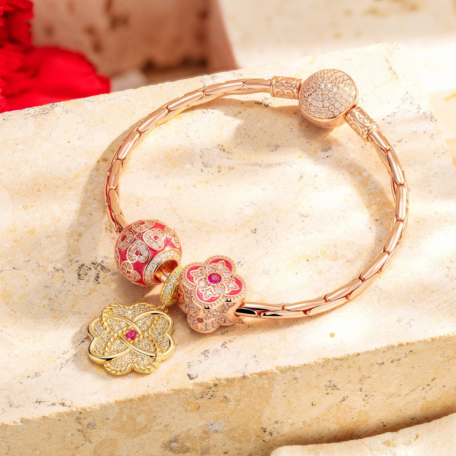 Encounter Luck Tarnish-resistant Silver Charms With Enamel In Rose Gold Plated - Image 3