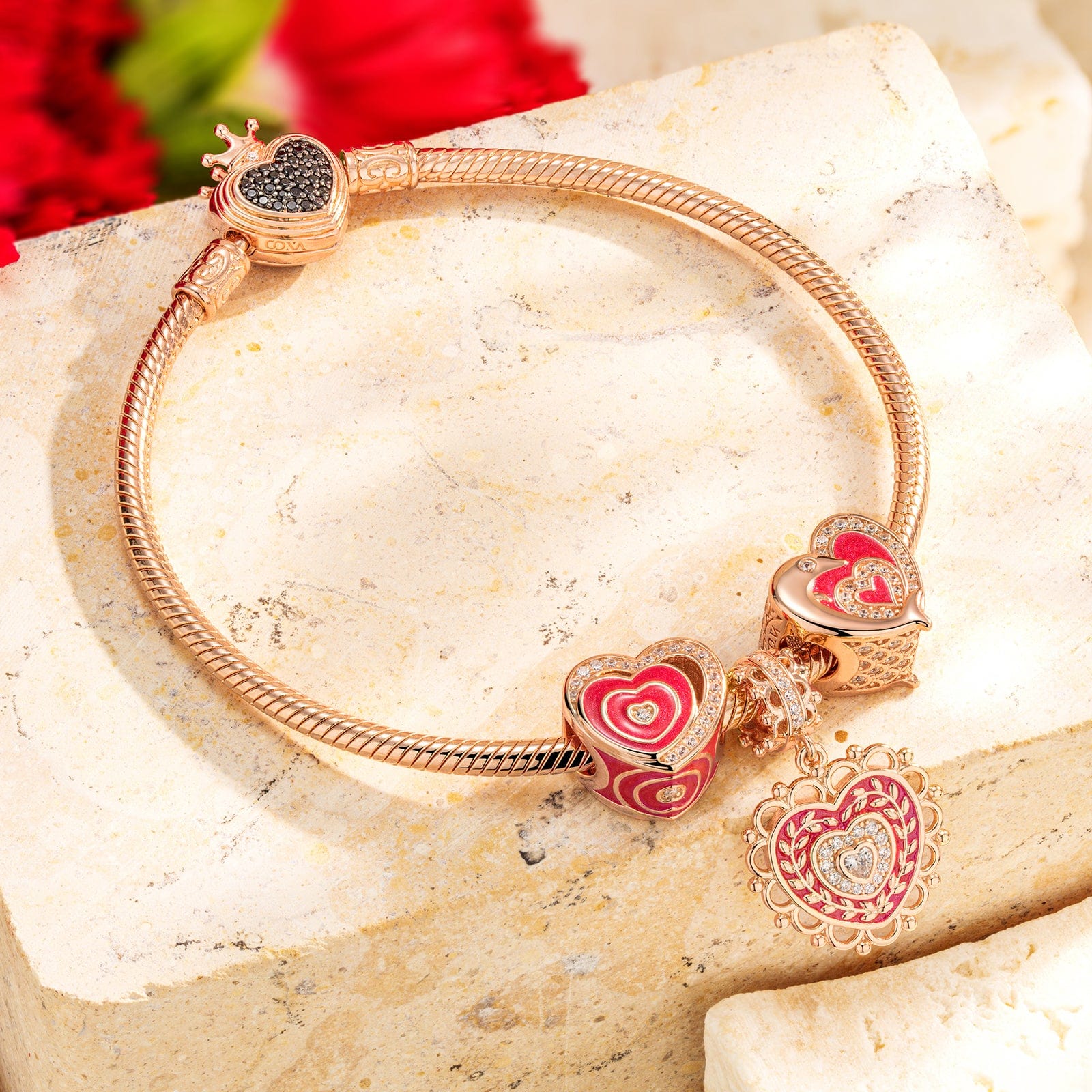 Guardian Tarnish-resistant Silver Charms With Enamel In Rose Gold Plated - Image 3