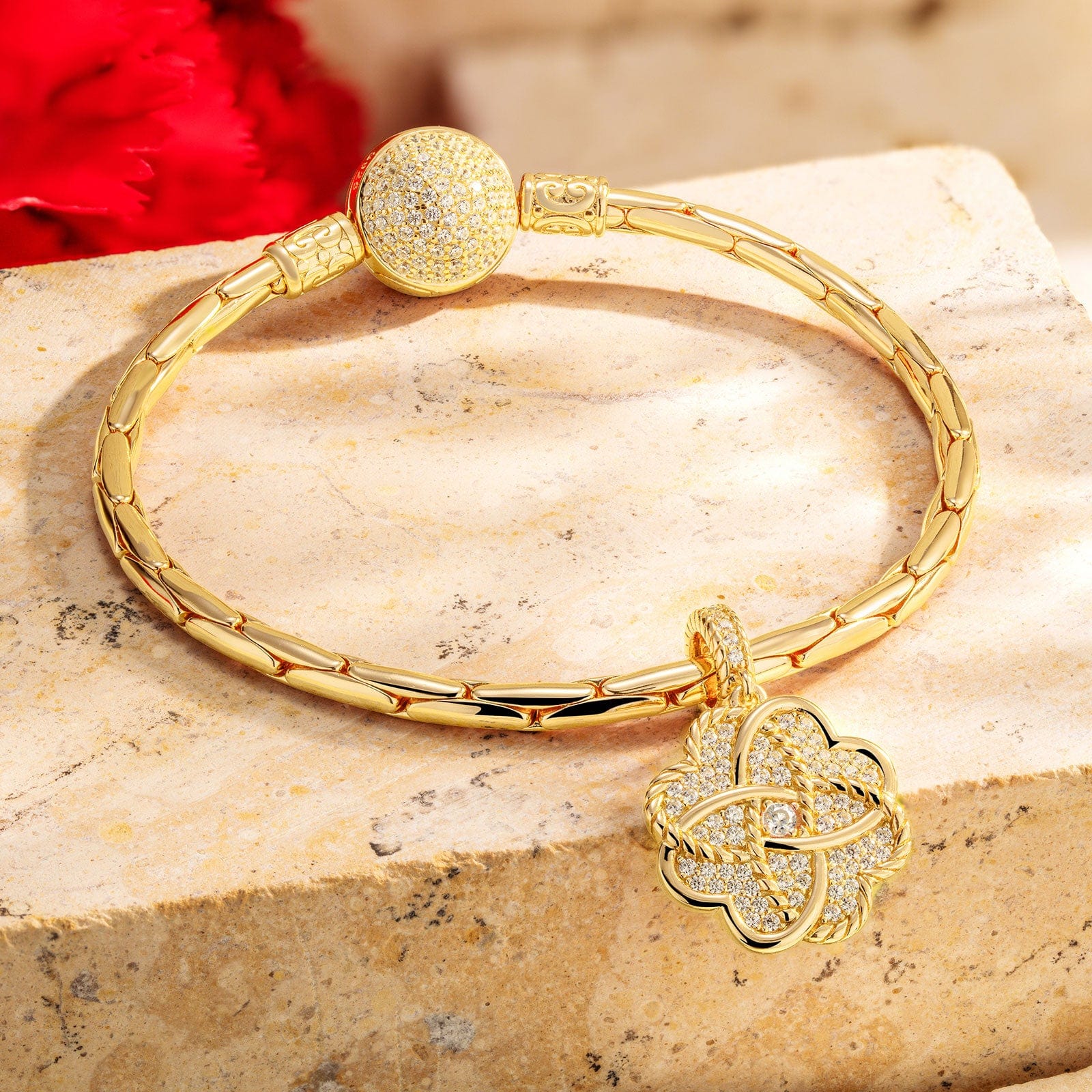 Romantic Encounters Tarnish-resistant Silver Dangle Charms In 14K Gold Plated - Image 2