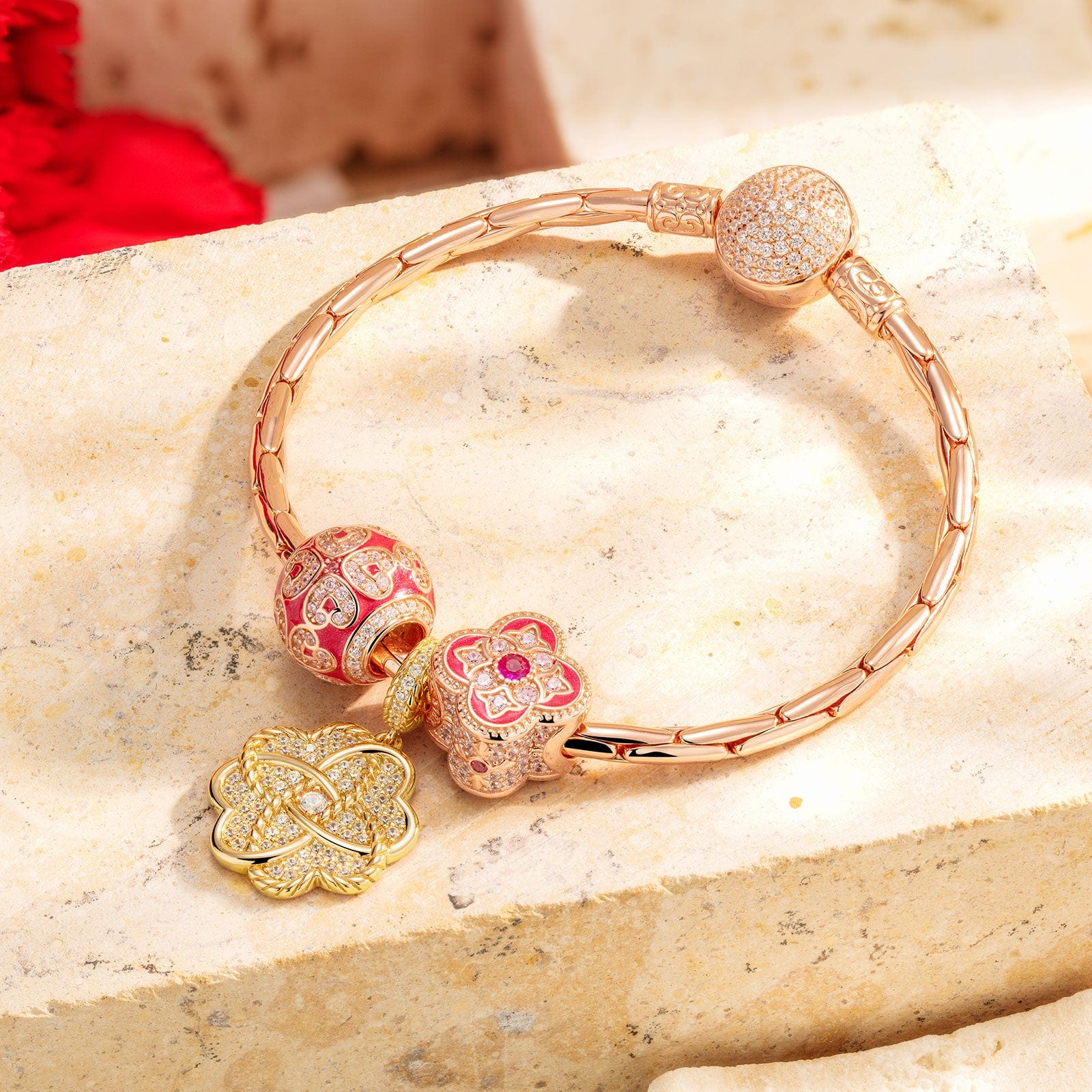 Romantic Encounters Tarnish-resistant Silver Dangle Charms In 14K Gold Plated - Image 3