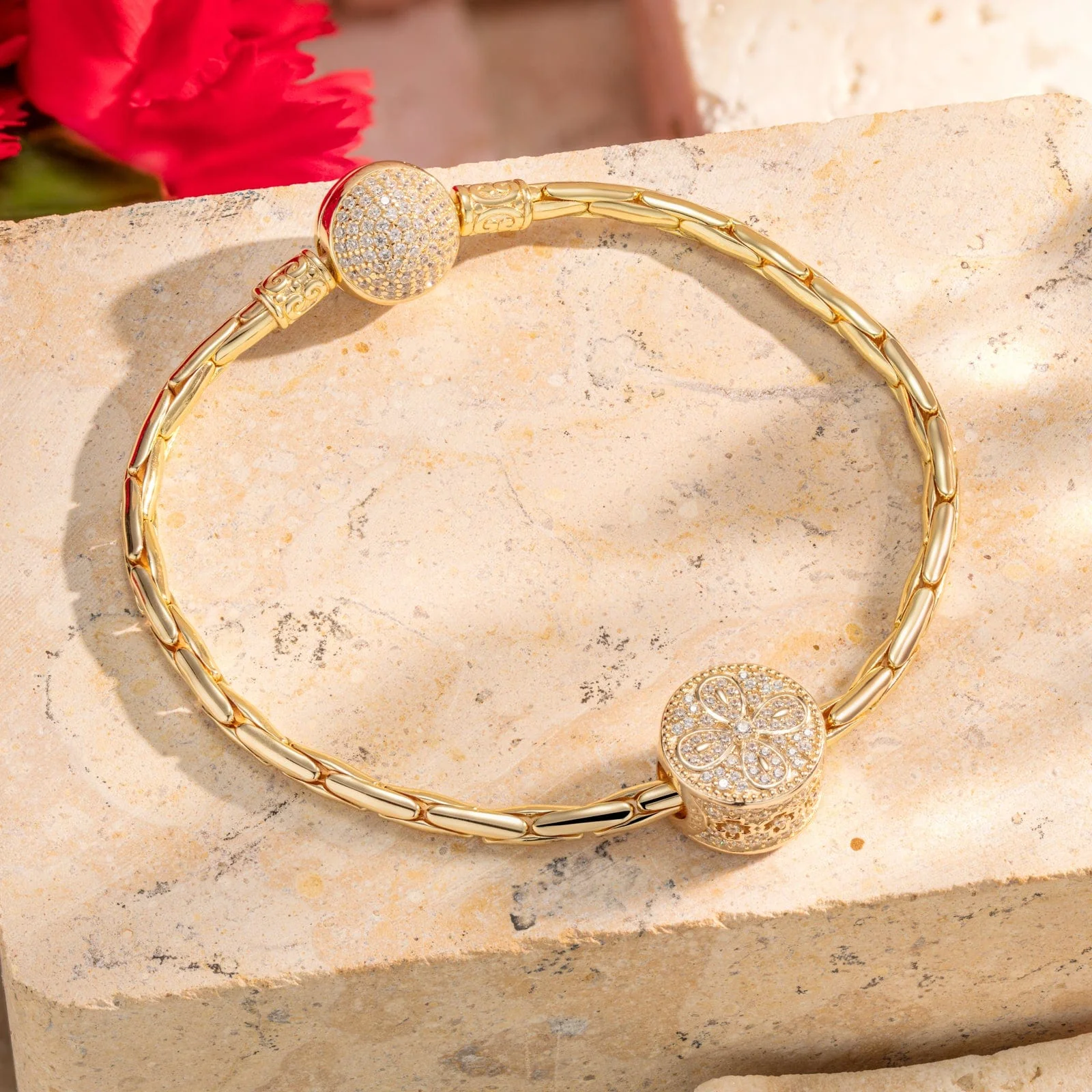 Lucky Cornus Kousa Tarnish-resistant Silver Charms In 14K Gold Plated - Image 2