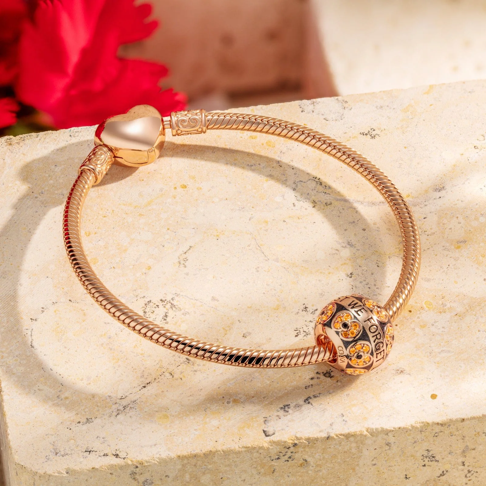 Phalaenopsis Tarnish-resistant Silver Charms With Enamel In Rose Gold Plated - Image 2
