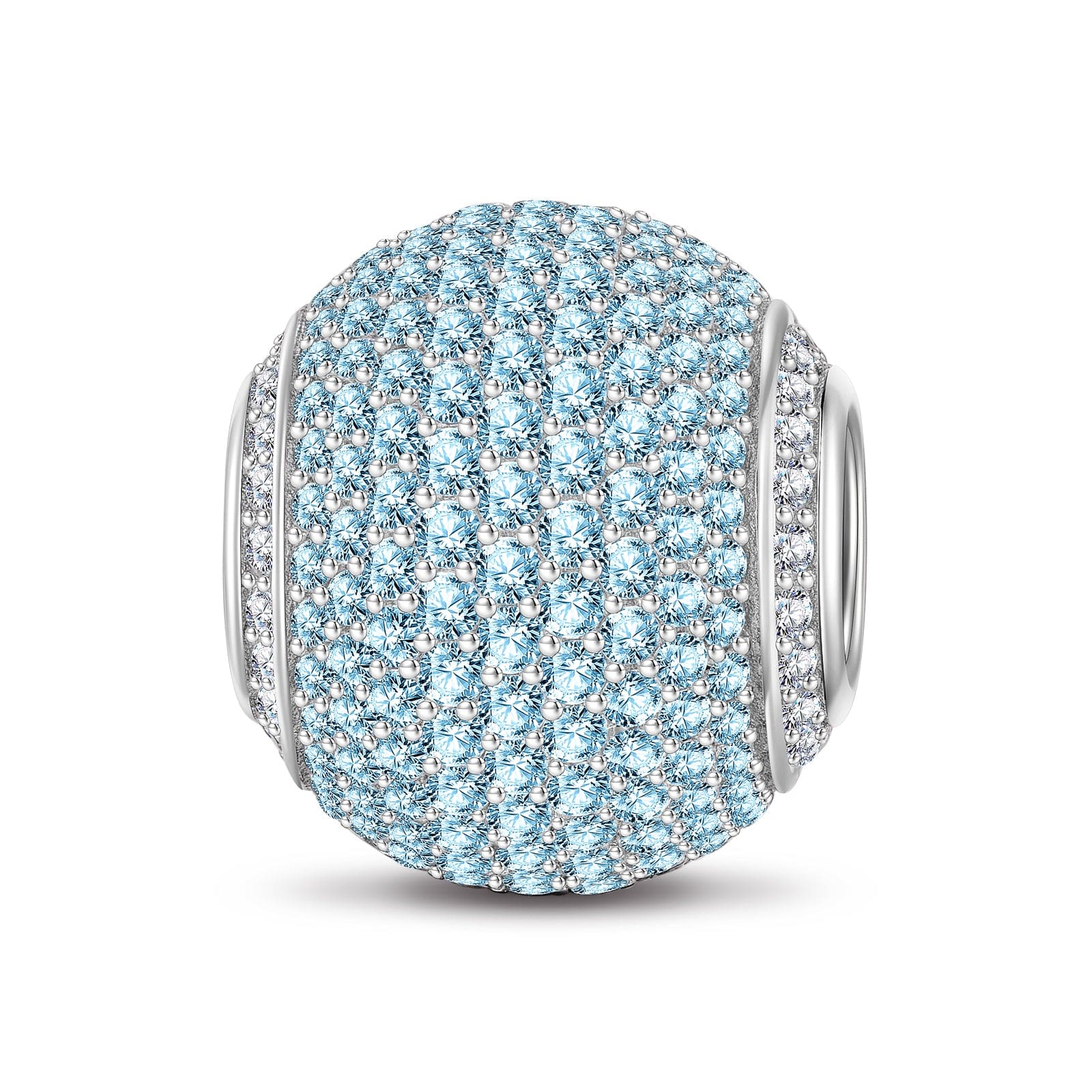 Blue Zirconia Minimalist Tarnish-resistant Silver Charms In White Gold Plated