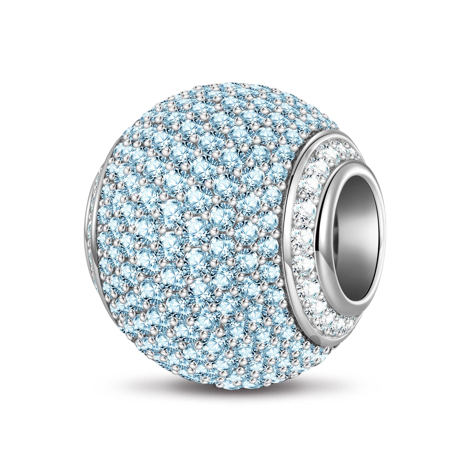 Blue Zirconia Minimalist Tarnish-resistant Silver Charms In White Gold Plated - Image 2