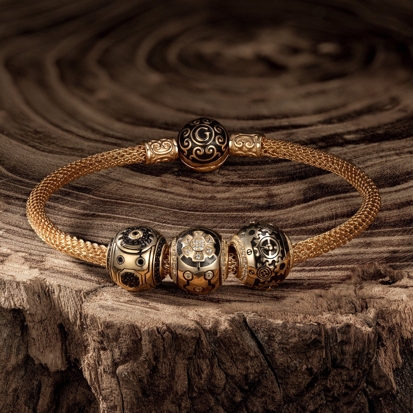 XL Size Fusion Tarnish-resistant Silver Charms With Enamel In 14K Gold Plated For Men - Image 2