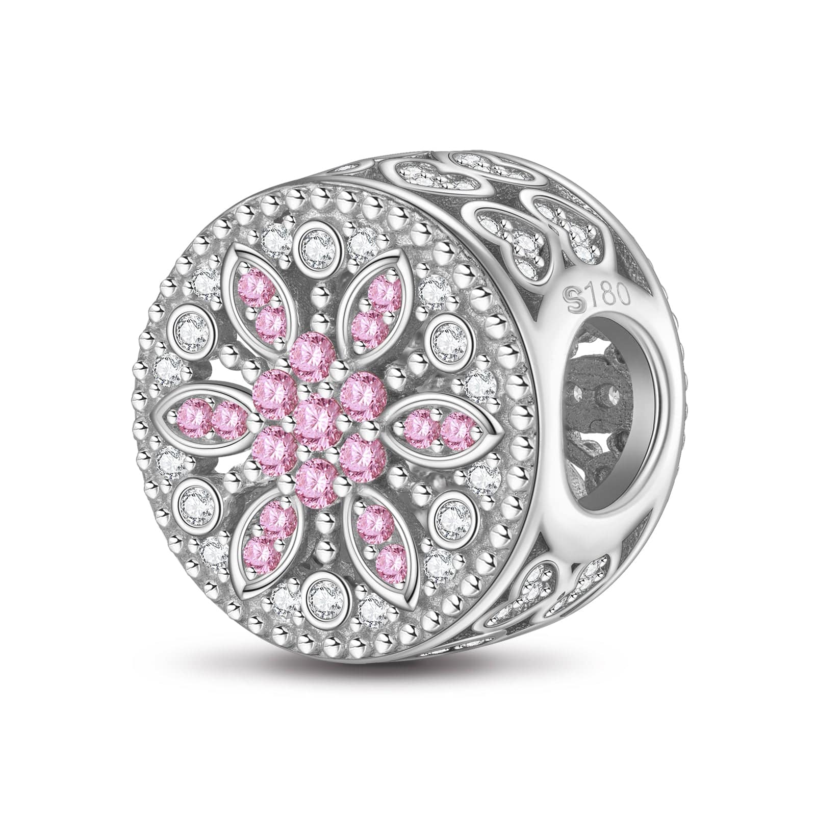Snow Lotus Tarnish-resistant Silver Charms In White Gold Plated