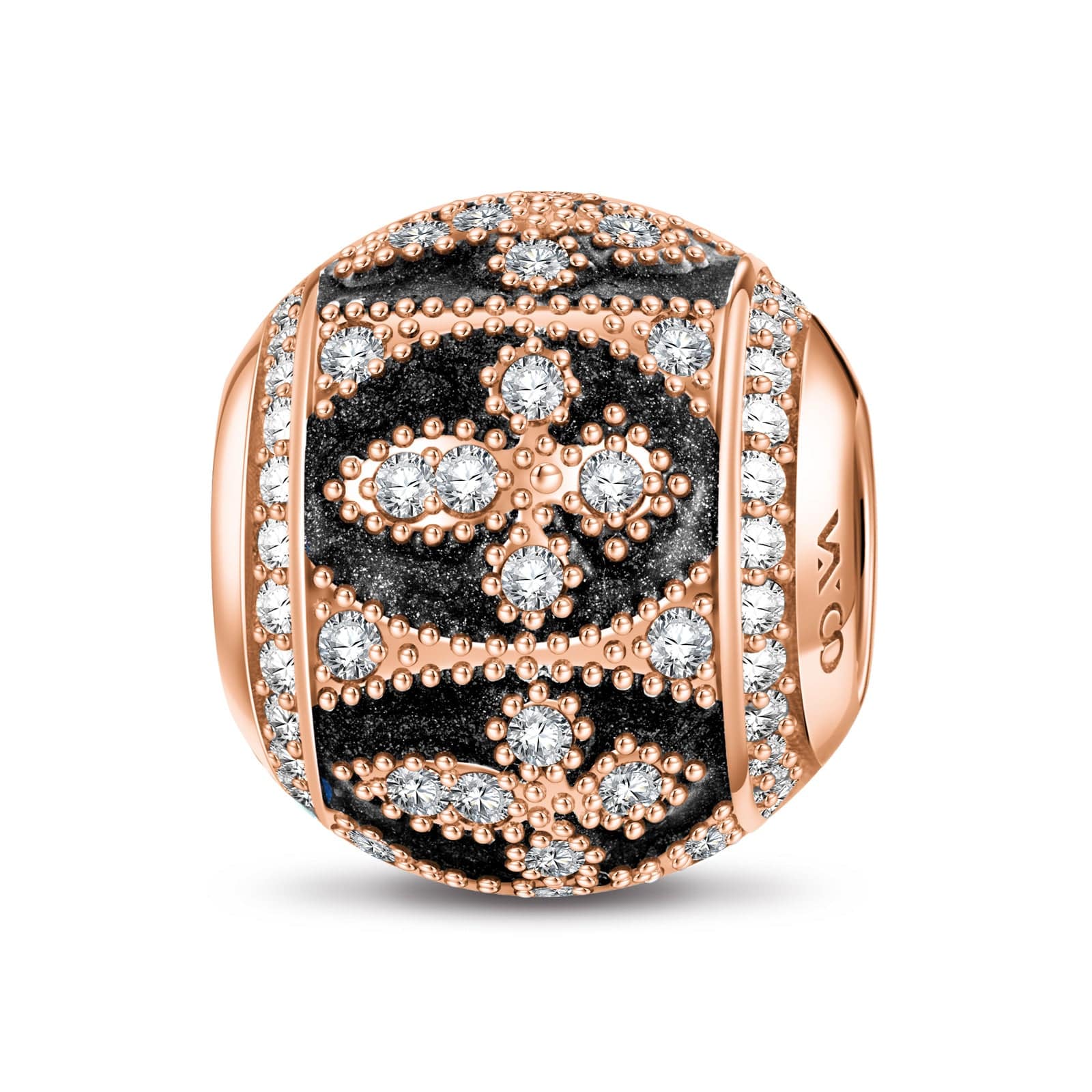 Christian Cross Tarnish-resistant Silver Charms With Enamel In Rose Gold Plated