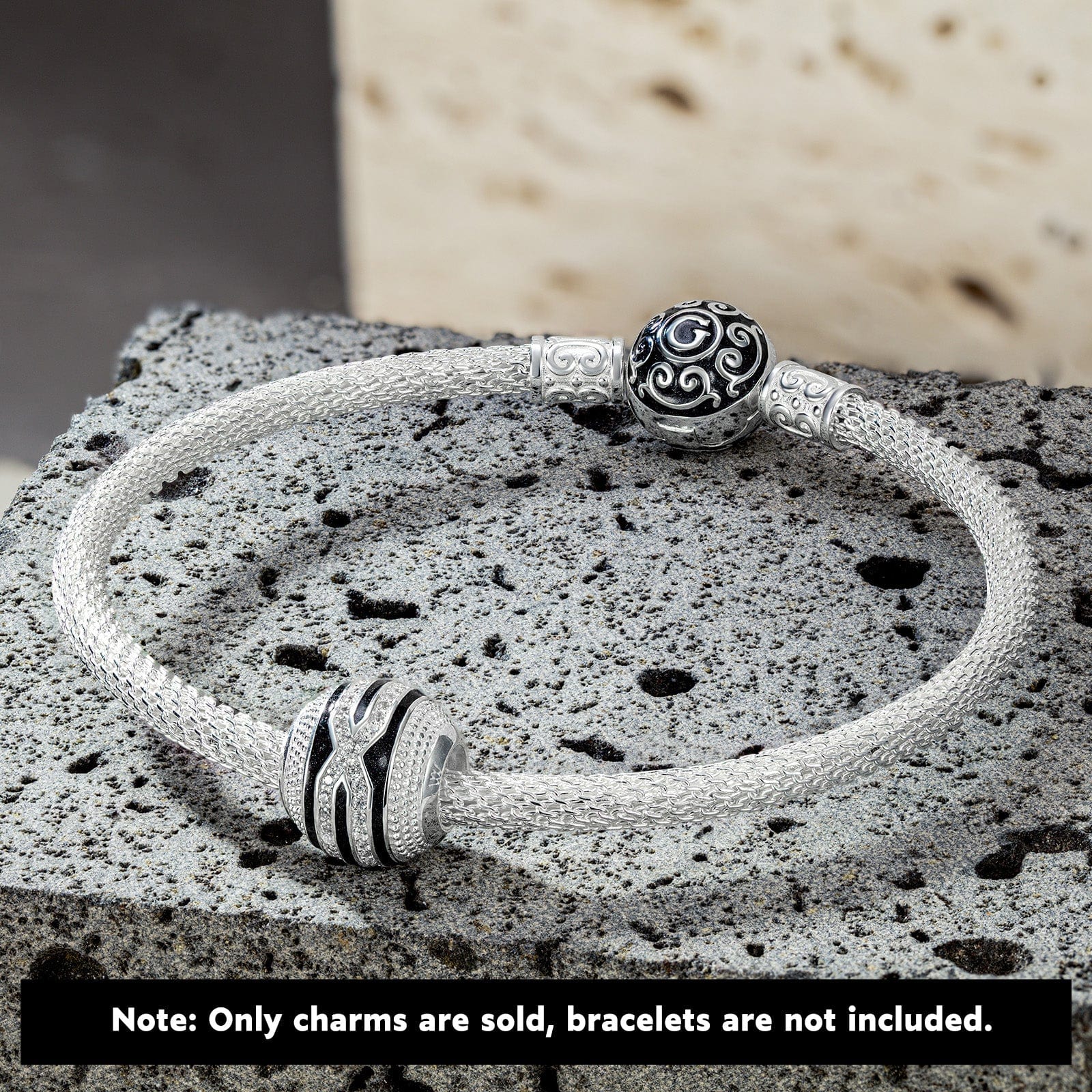 XL Size Mystery Passage Tarnish-resistant Silver Charms With Enamel In White Gold Plated For Men