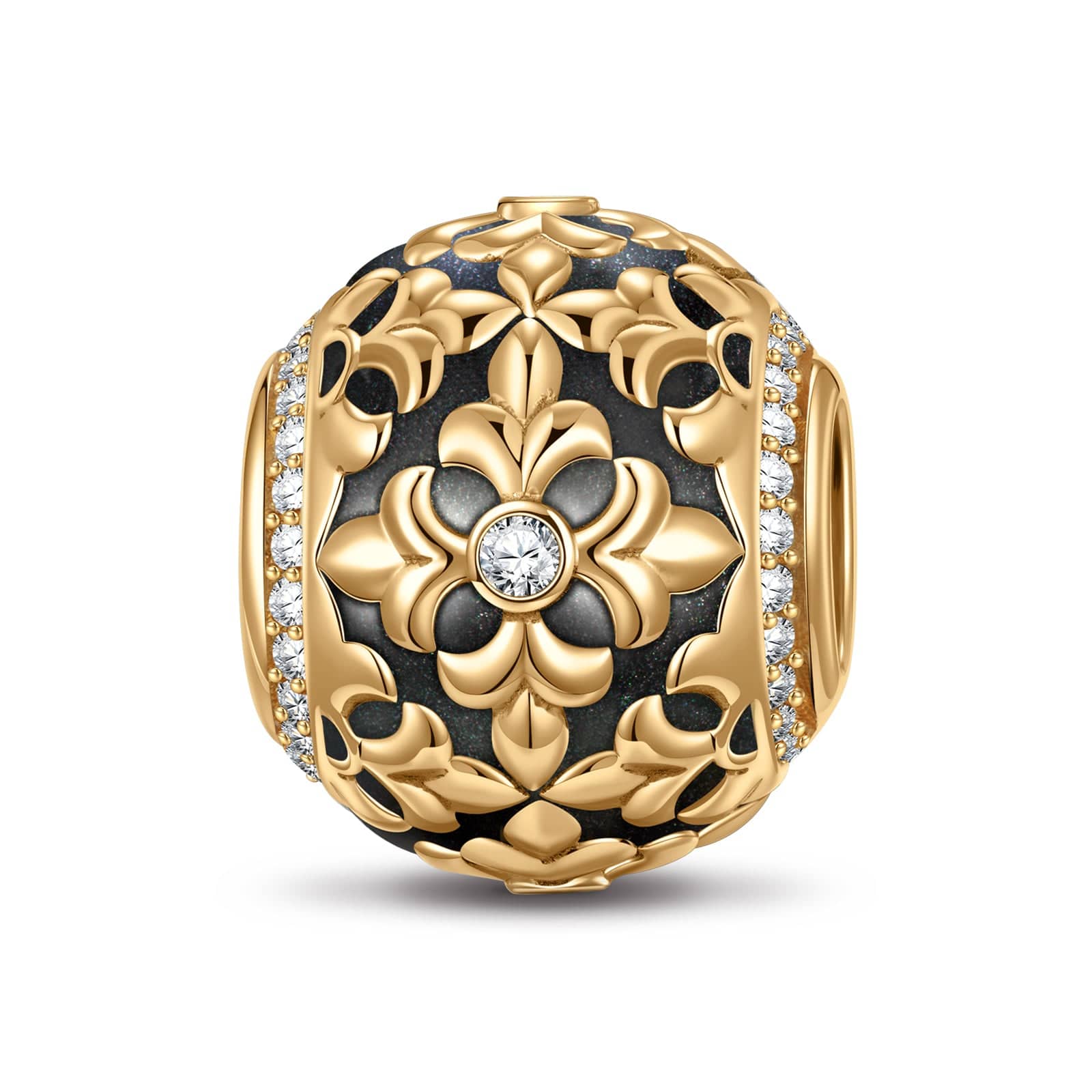 XL Size Prosperity Tarnish-resistant Silver Charms With Enamel In 14K Gold Plated For Men