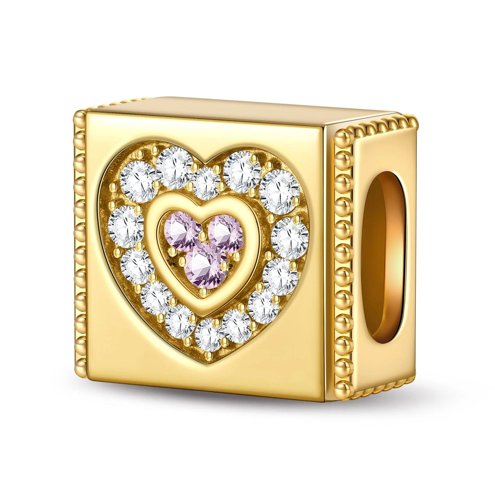 Heart In Heart Tarnish-resistant Silver Rectangular Charms In 14K Gold Plated - Image 2