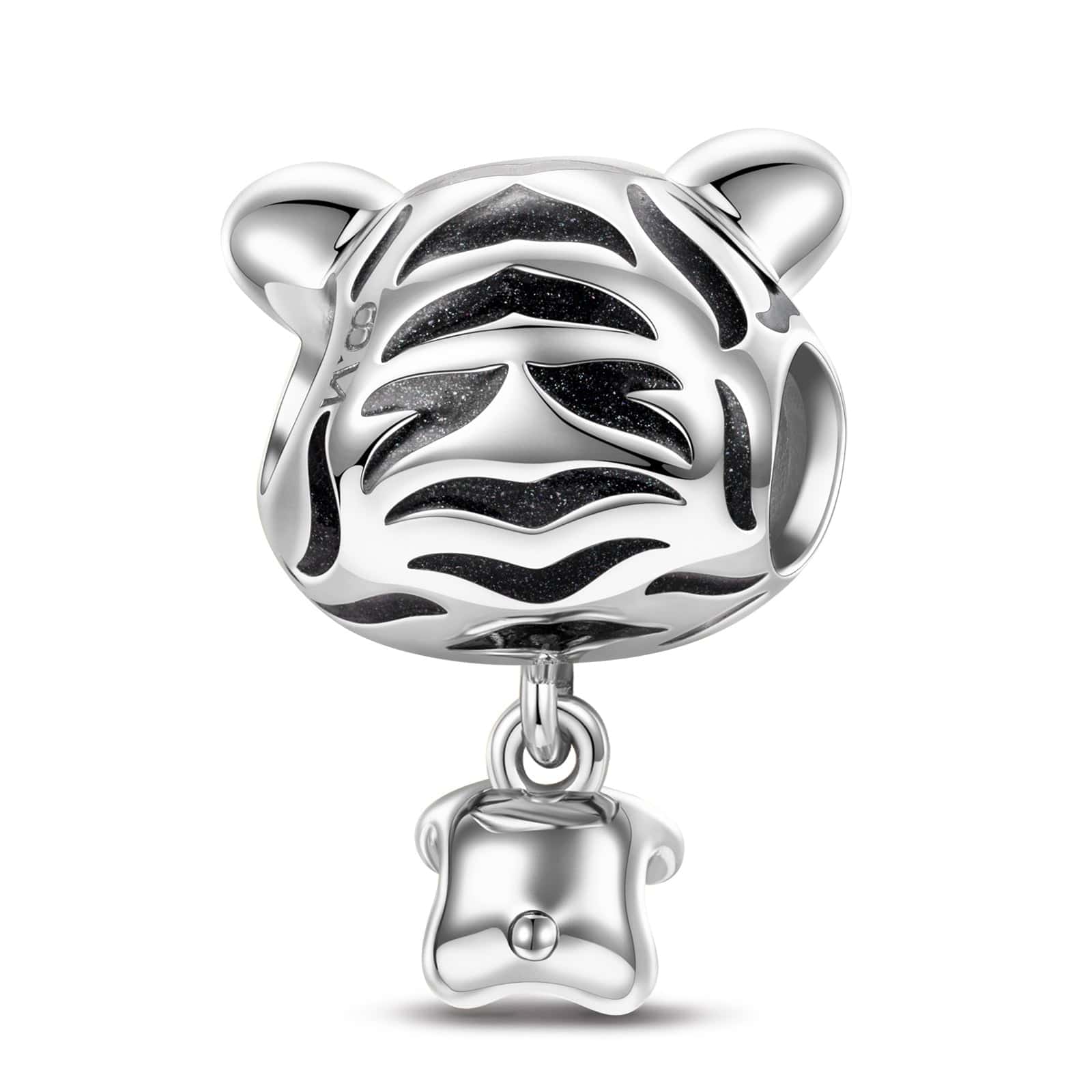 Tiger Baby Tarnish-resistant Silver Animal Dangle Charms With Enamel In White Gold Plated - Heartful Hugs Collection - Image 2