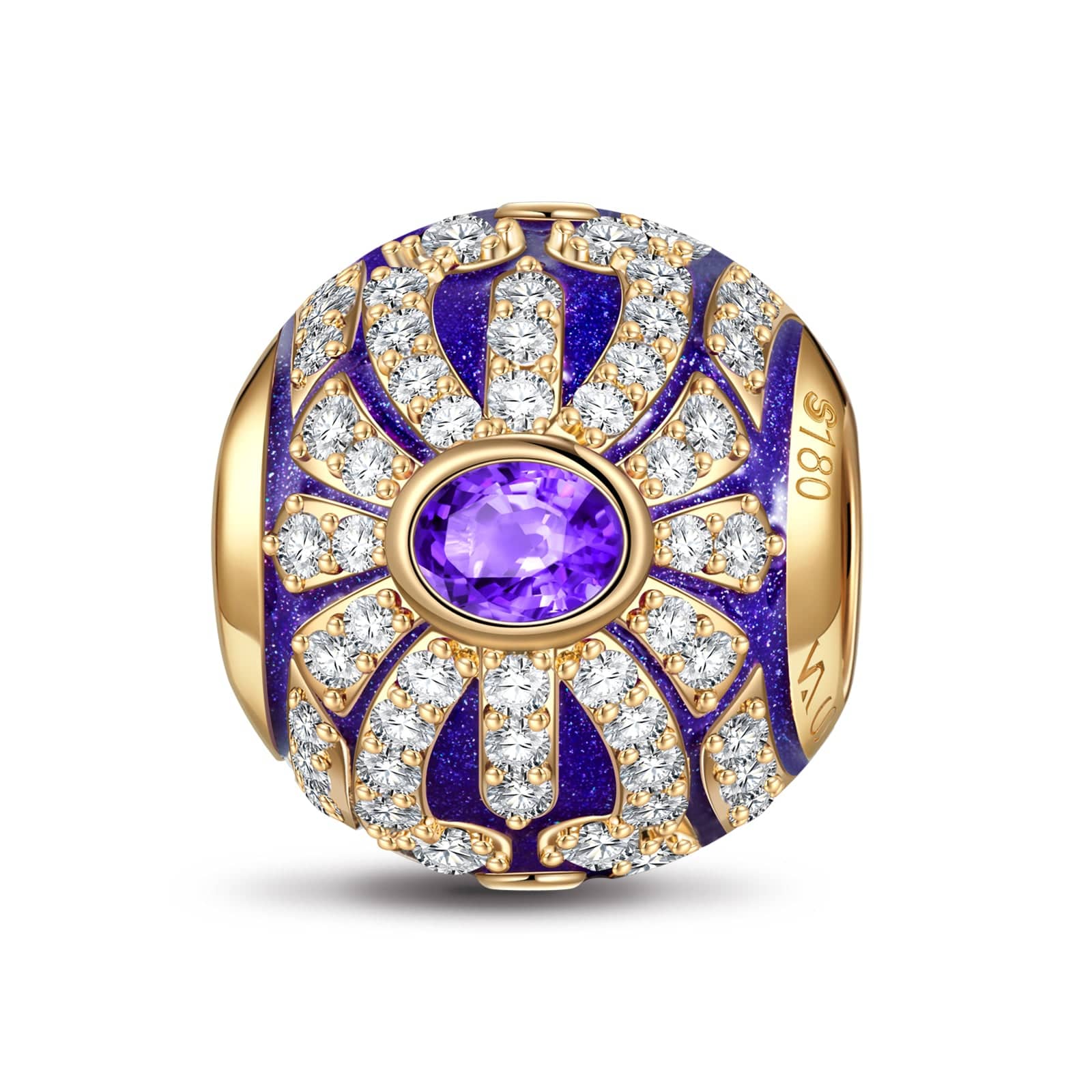Radiant Sunflowers Tarnish-resistant Silver Charms With Enamel In 14K Gold Plated