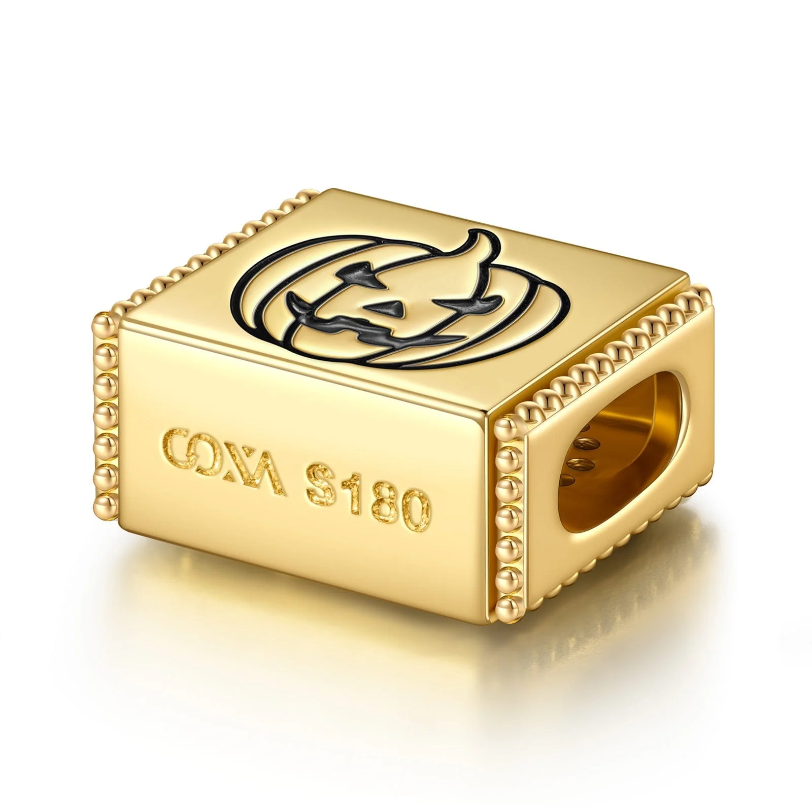 Halloween Pumpkin Tarnish-resistant Silver Rectangular Charms In 14K Gold Plated - Image 3