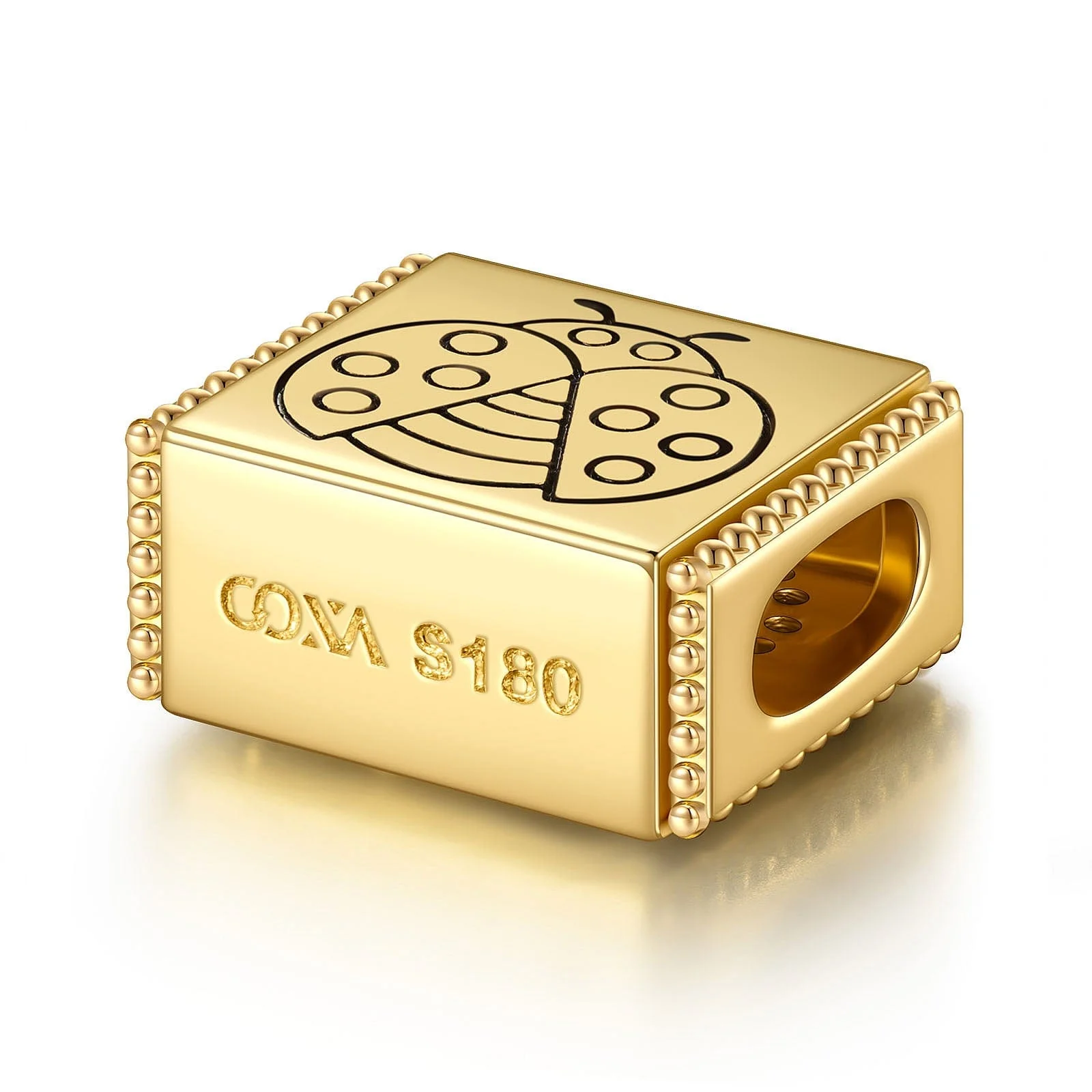 Ladybug Queen Tarnish-resistant Silver Rectangular Charms In 14K Gold Plated - Image 2