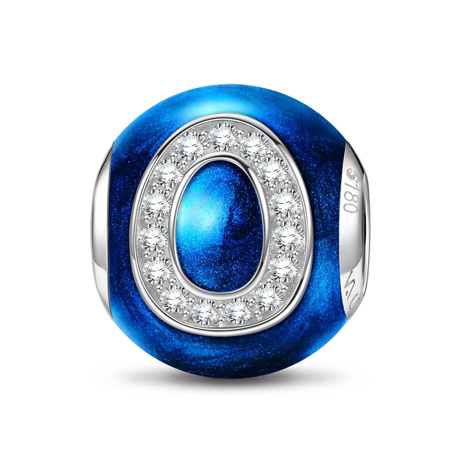 Letter O Tarnish-resistant Silver Charms With Enamel In White Gold Plated