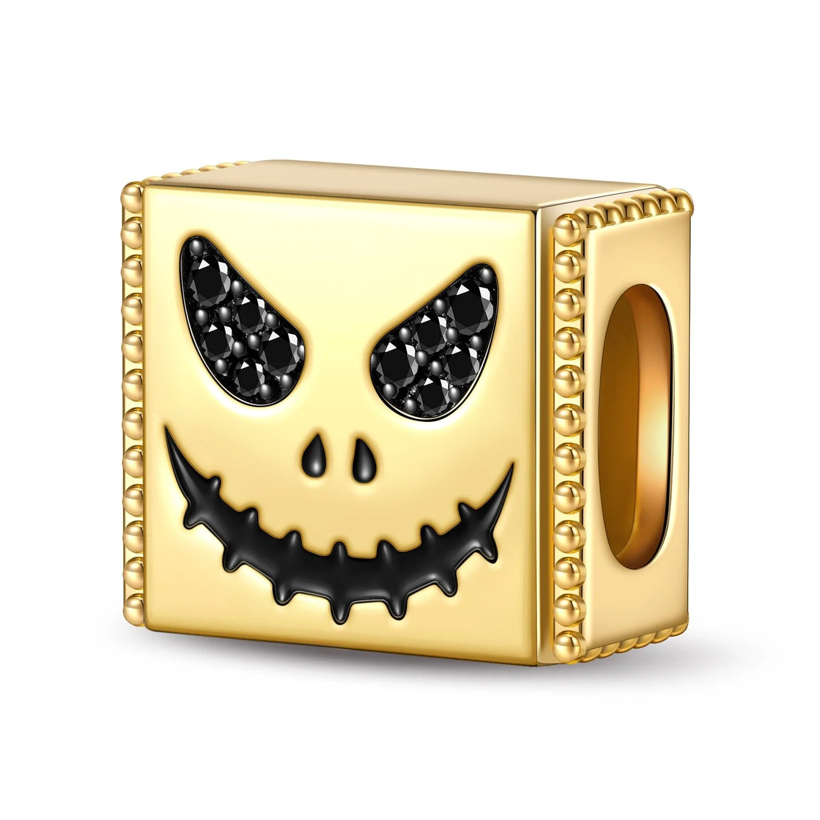 Evil Smile Tarnish-resistant Silver Rectangular Charms With Enamel In 14K Gold Plated - Image 2