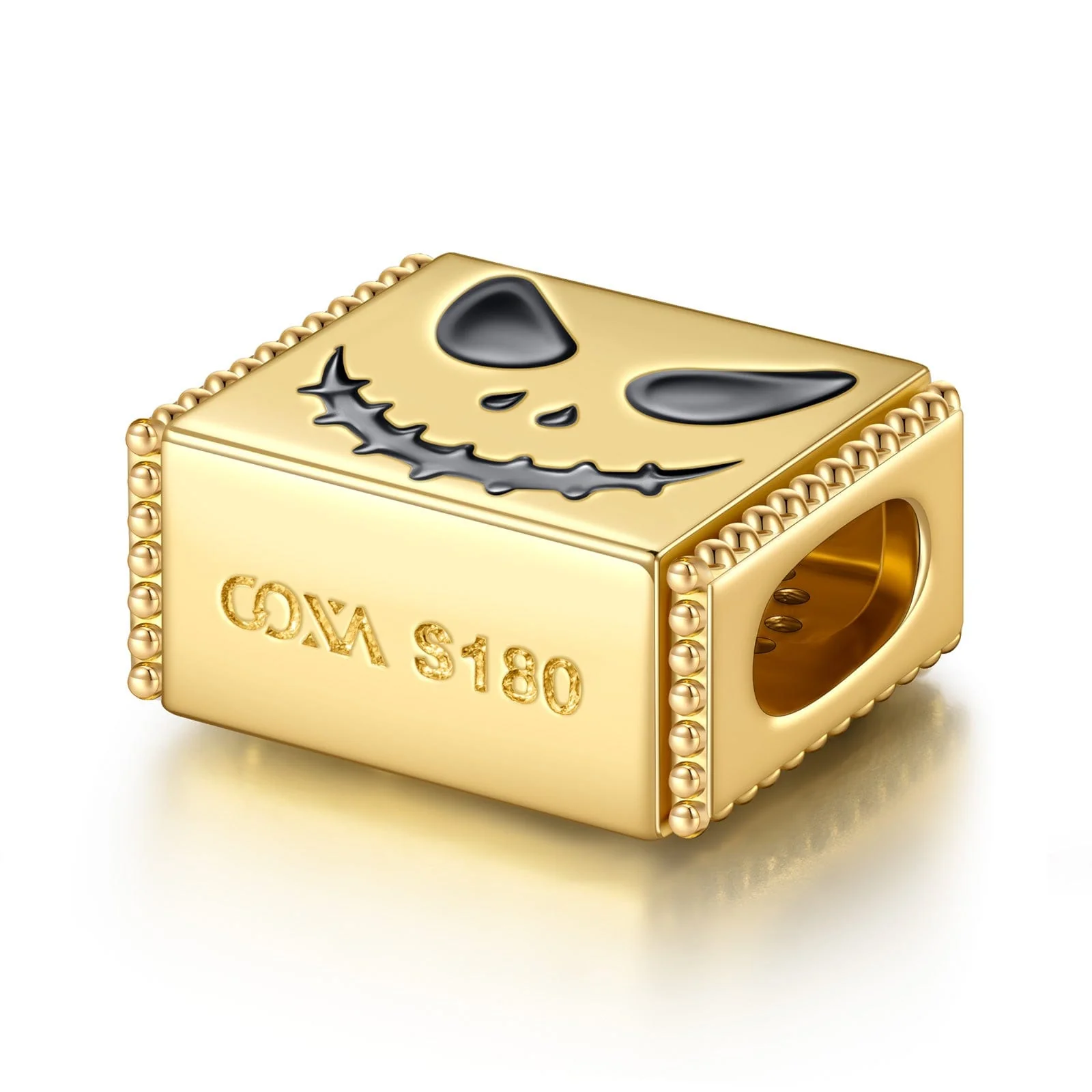 Evil Smile Tarnish-resistant Silver Rectangular Charms With Enamel In 14K Gold Plated - Image 3
