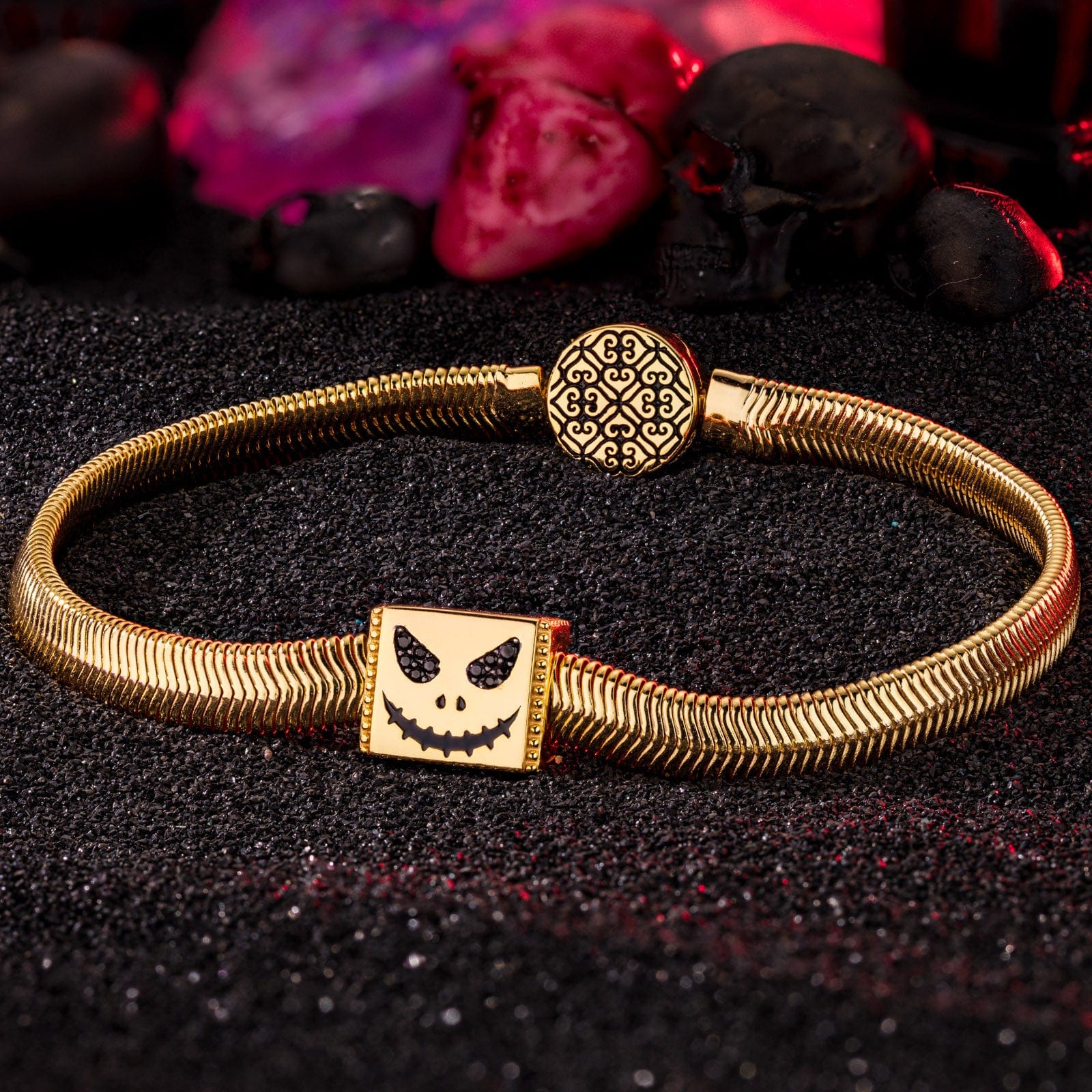 Evil Smile Tarnish-resistant Silver Rectangular Charms With Enamel In 14K Gold Plated - Image 4