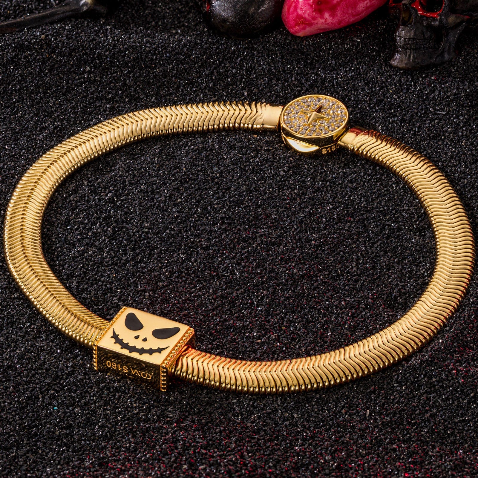 Evil Smile Tarnish-resistant Silver Rectangular Charms With Enamel In 14K Gold Plated - Image 5