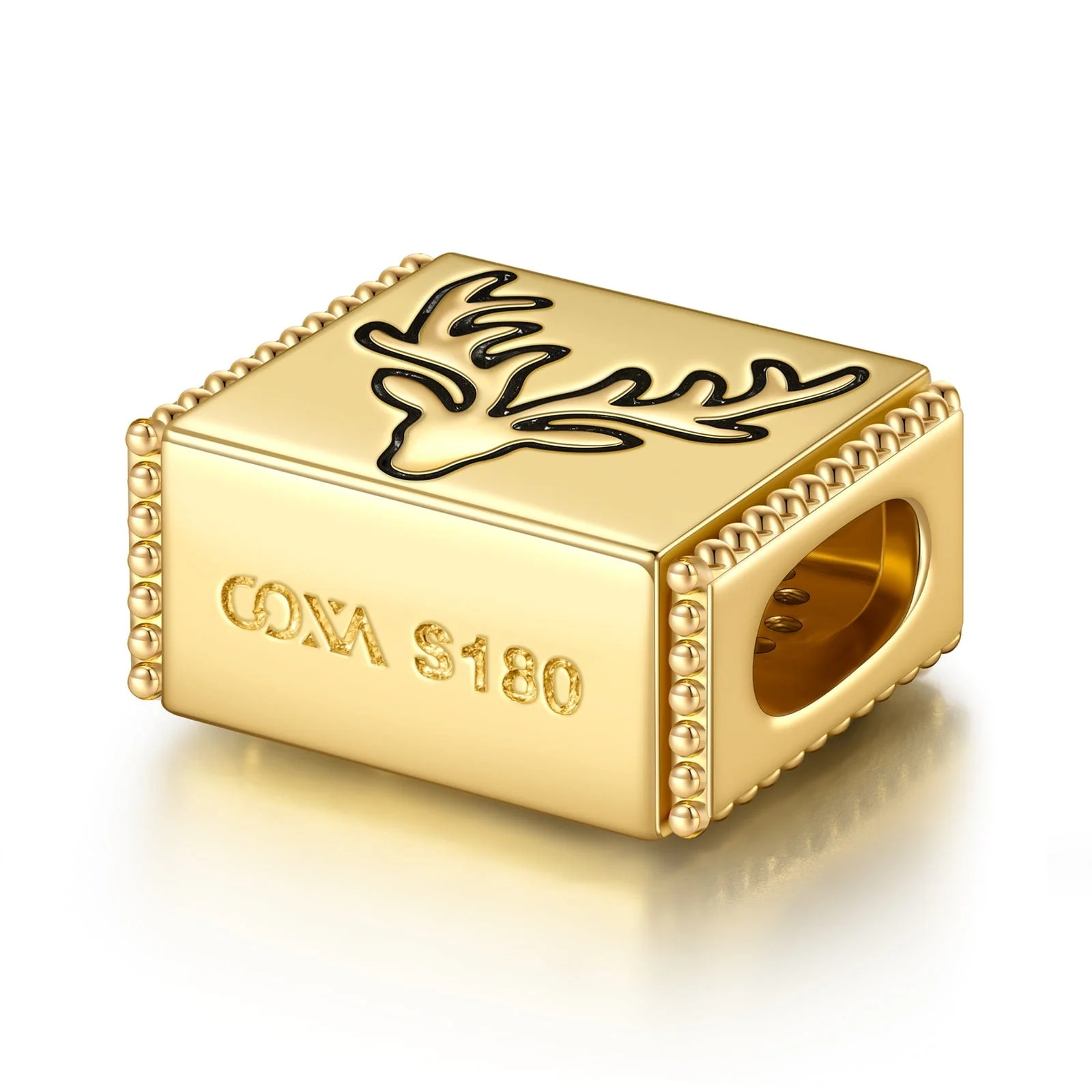 Reindeer Tarnish-resistant Silver Rectangular Charms In 14K Gold Plated - Image 2