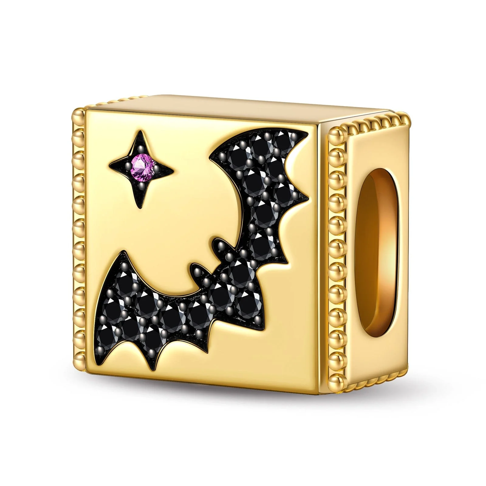Flapping Bat Tarnish-resistant Silver Rectangular Charms In 14K Gold Plated - Image 2
